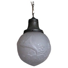 Gotische orientalische Koi-Teppich-Hängelaterne aus Glas mit Deko-Glas, frühes 20. Jahrhundert