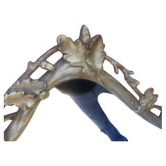 Early 20th C Hand Carved Oak Leaf & Acorn Gilt w Silvered Wall Mirror (Miroir mural argenté et sculpté à la main de feuilles de chêne et de glands).