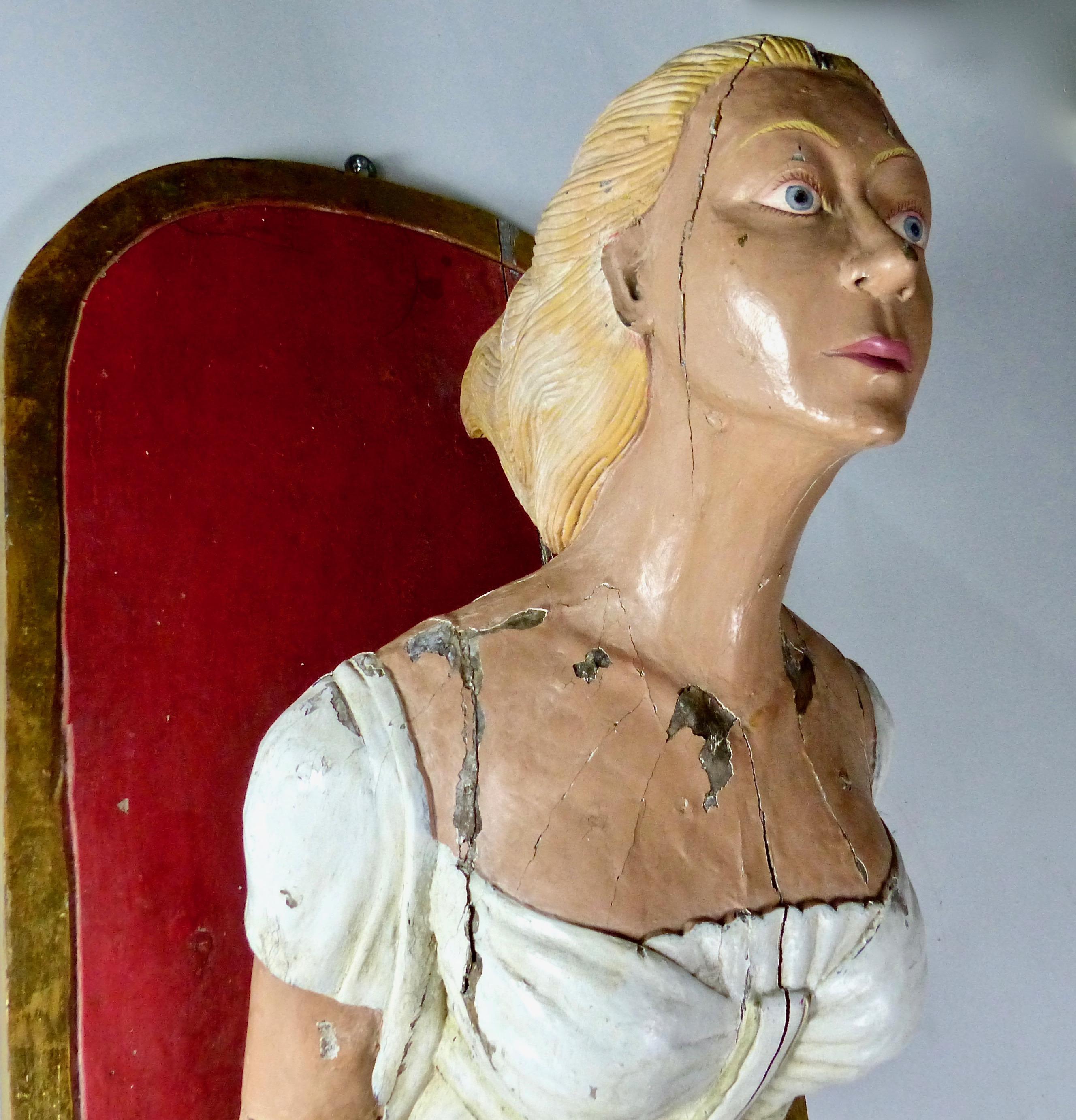 Canadian Early 20th Century Hand Carved Wooden Carnival/Circus Mermaid/Ship Figurehead