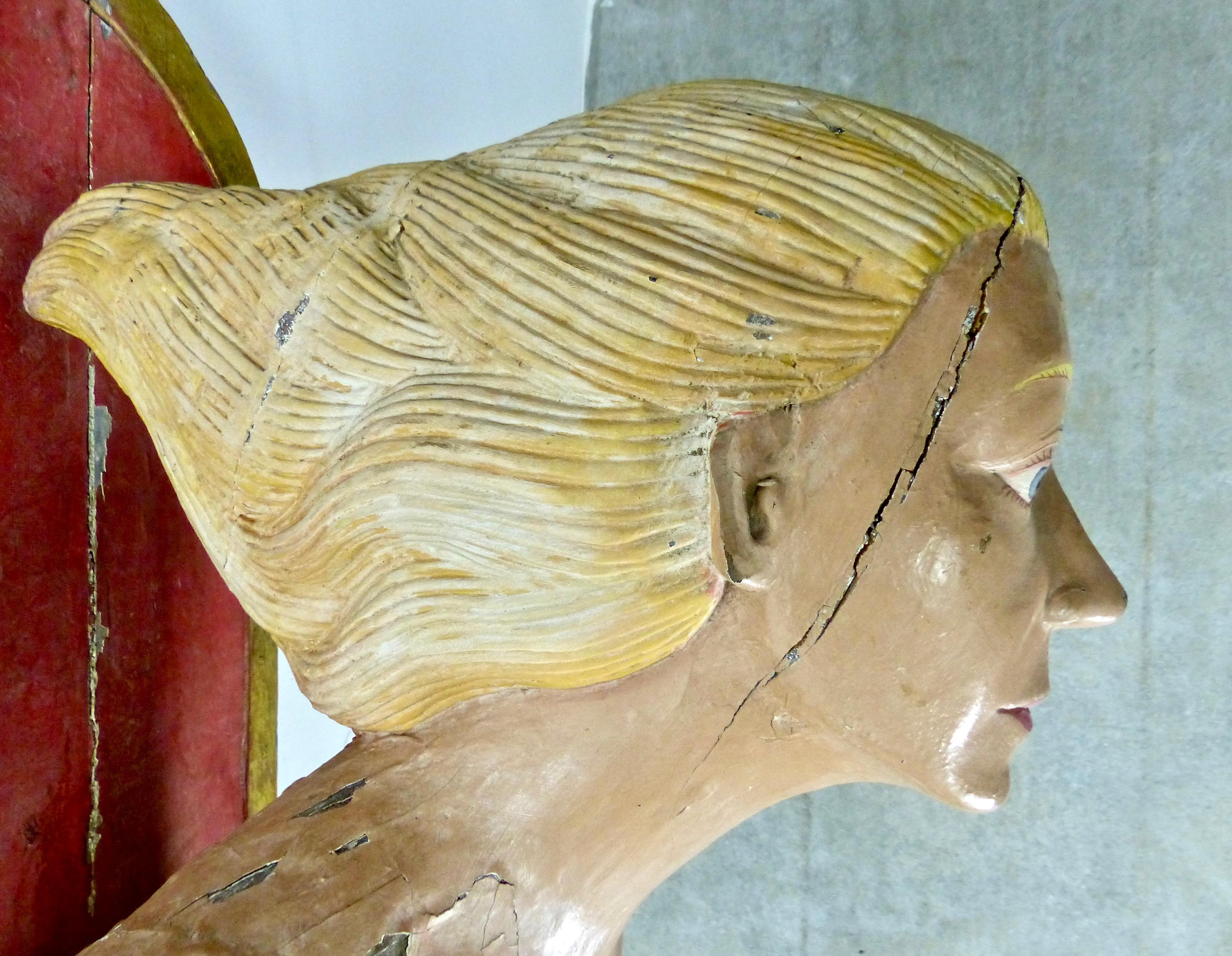 Early 20th Century Hand Carved Wooden Carnival/Circus Mermaid/Ship Figurehead In Good Condition In Surrey, BC