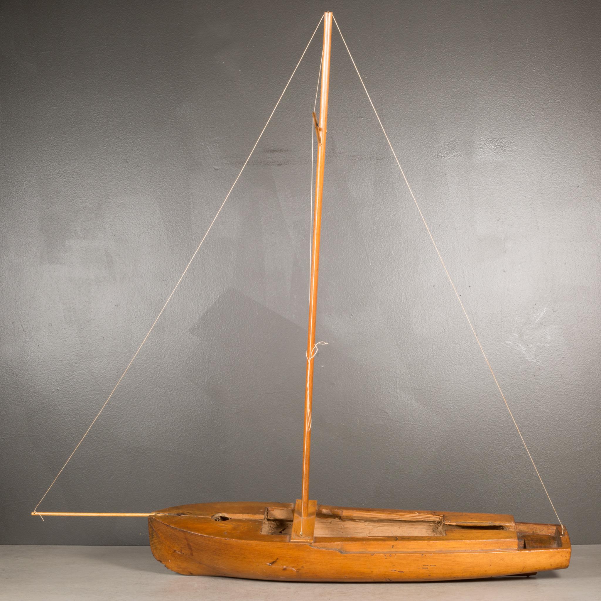 Industrial Early 20th c. Hand Carved Wooden Ship Model c.1940 For Sale