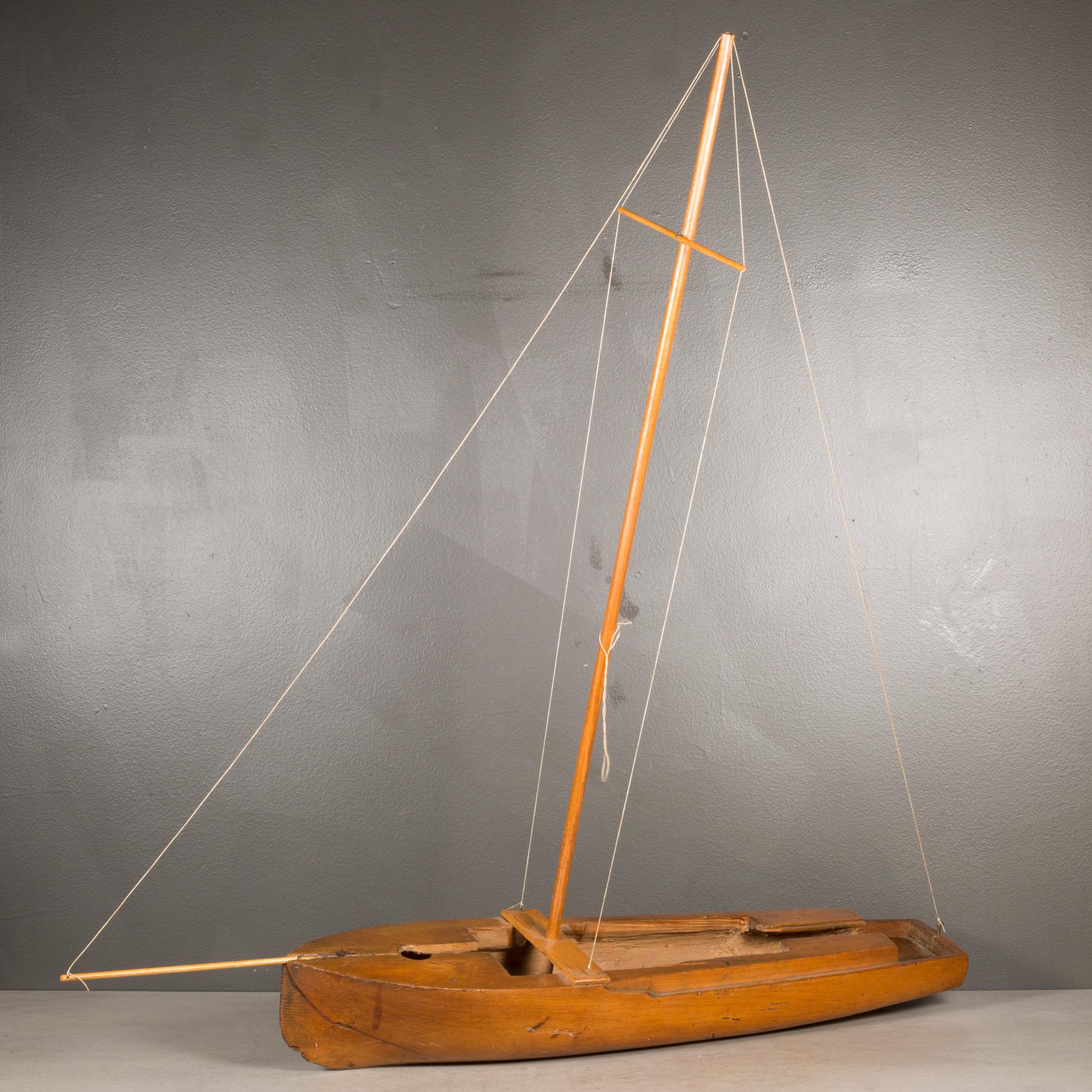 American Early 20th c. Hand Carved Wooden Ship Model c.1940 For Sale