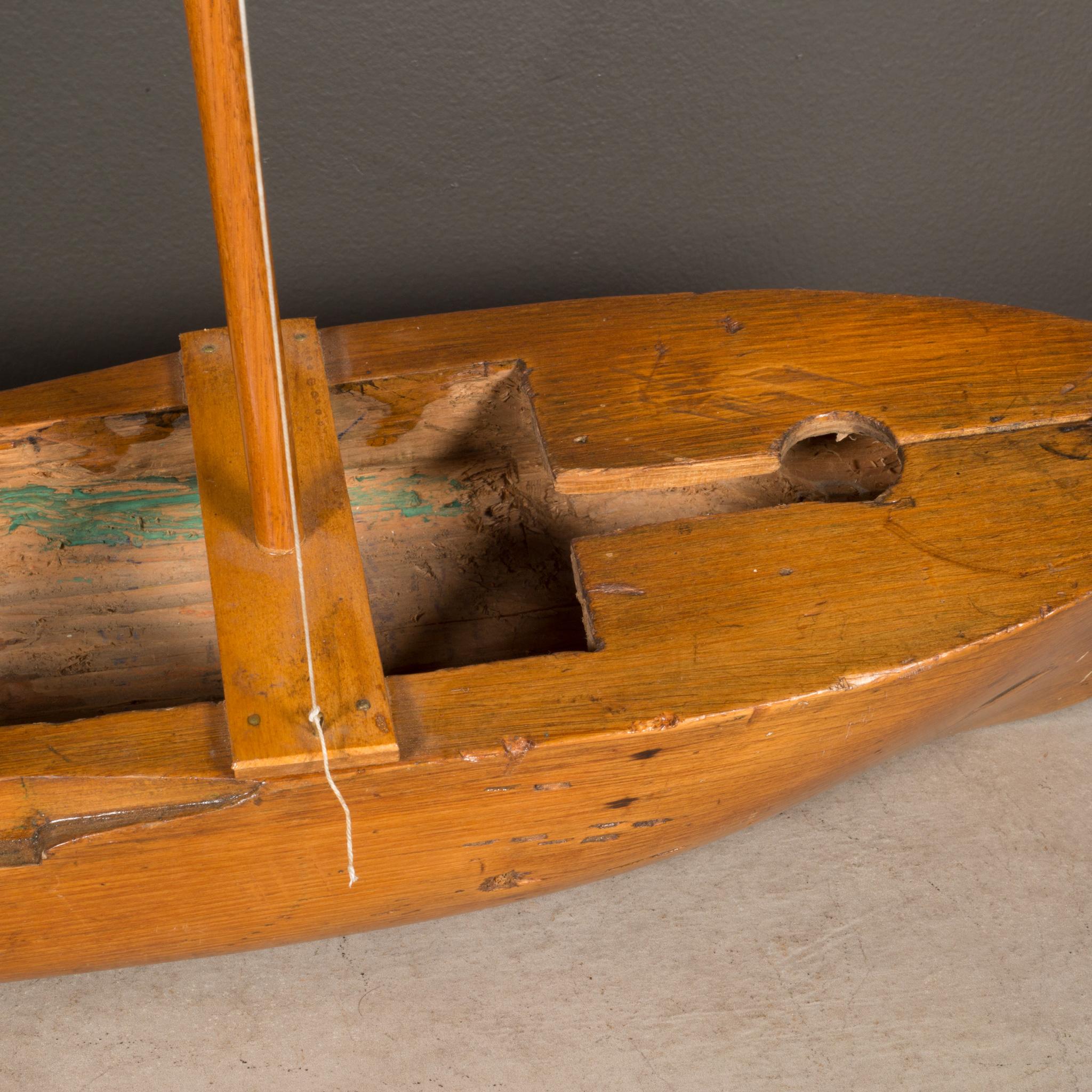 20th Century Early 20th c. Hand Carved Wooden Ship Model c.1940 For Sale