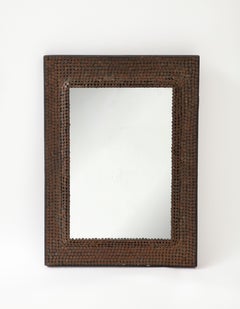 Early 20th C. Hand Made Mirror Studded with Nails, France