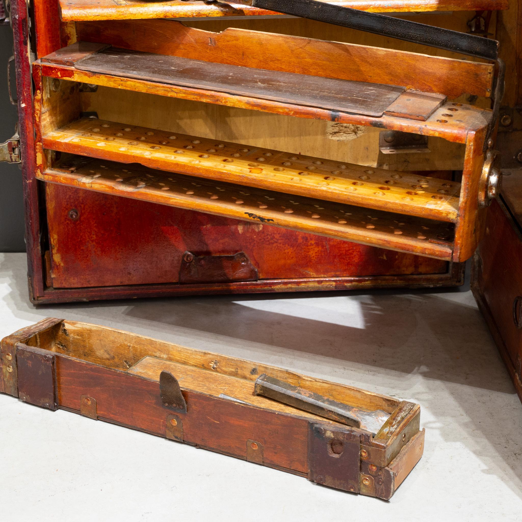 Early 20th C. Handmade Portable Saddle Maker's Tool Chest, C. 1945 In Good Condition In San Francisco, CA