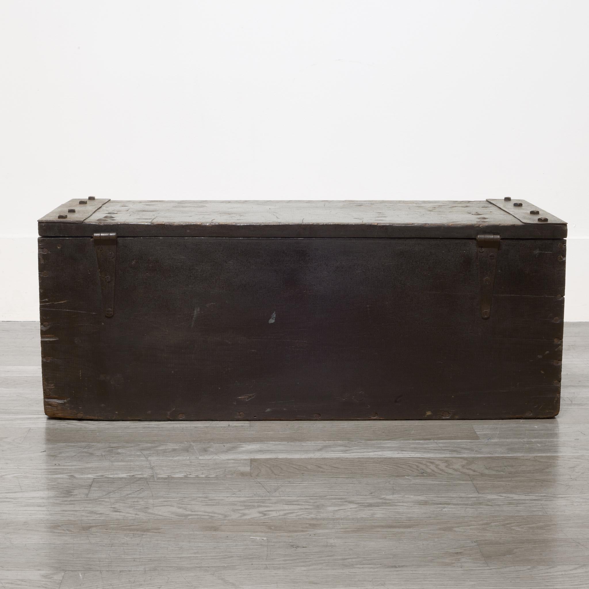 Early 20th Century Handmade Wood and Steel Primitive Chest, circa 1930-1940 In Good Condition In San Francisco, CA