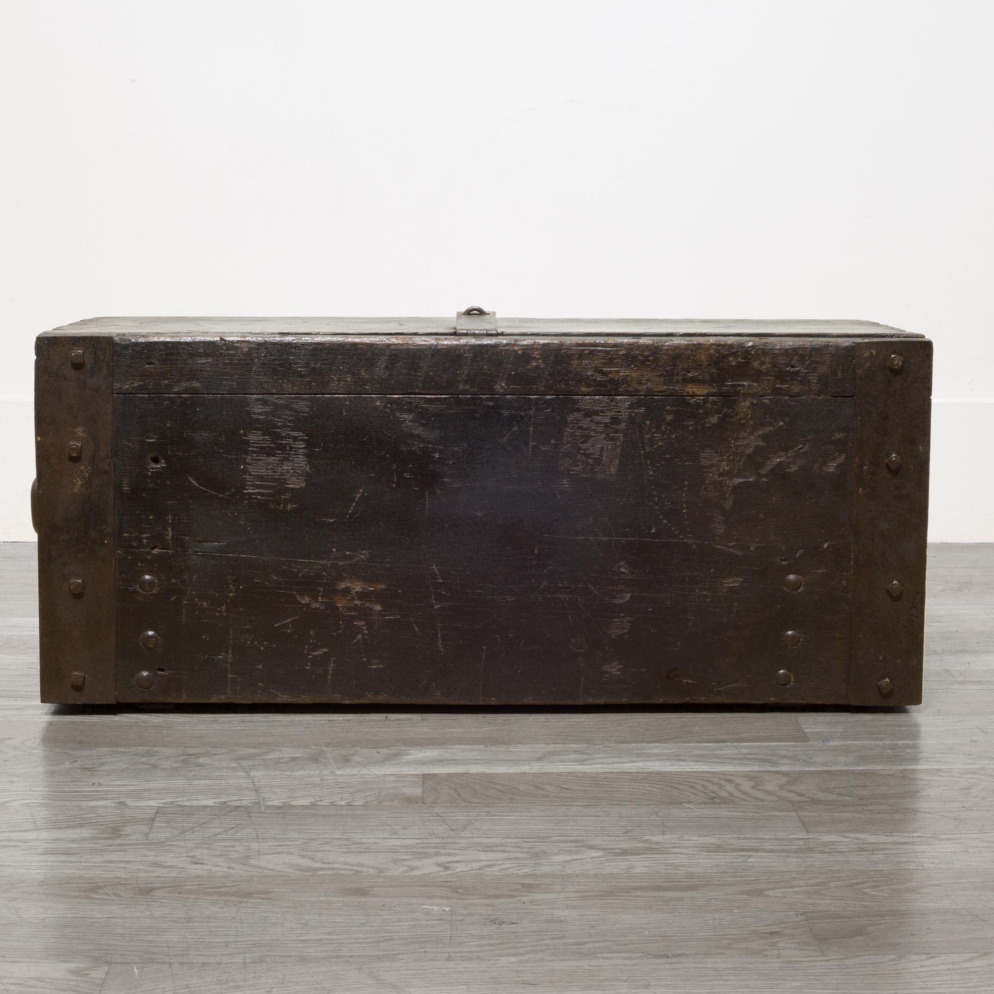 Early 20th Century Handmade Wood and Steel Primitive Chest, circa 1930-1940 1