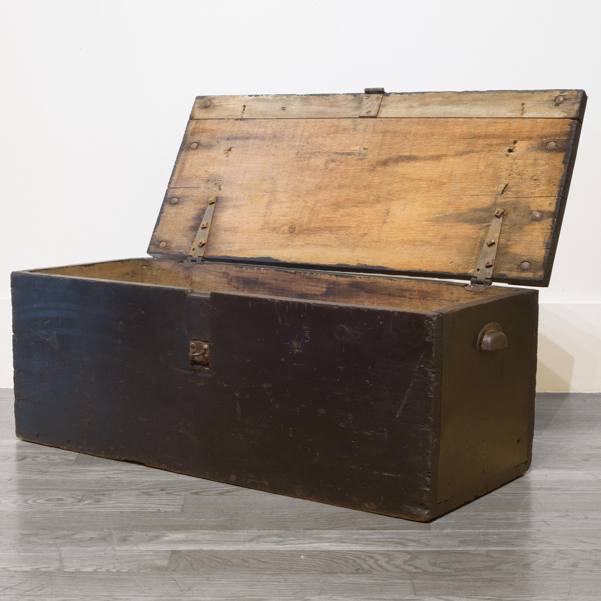 Early 20th Century Handmade Wood and Steel Primitive Chest, circa 1930-1940 3