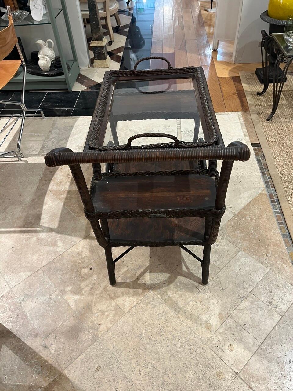 Art Deco Early 20th C Heywood Wakefield Bar / Tea Cart For Sale