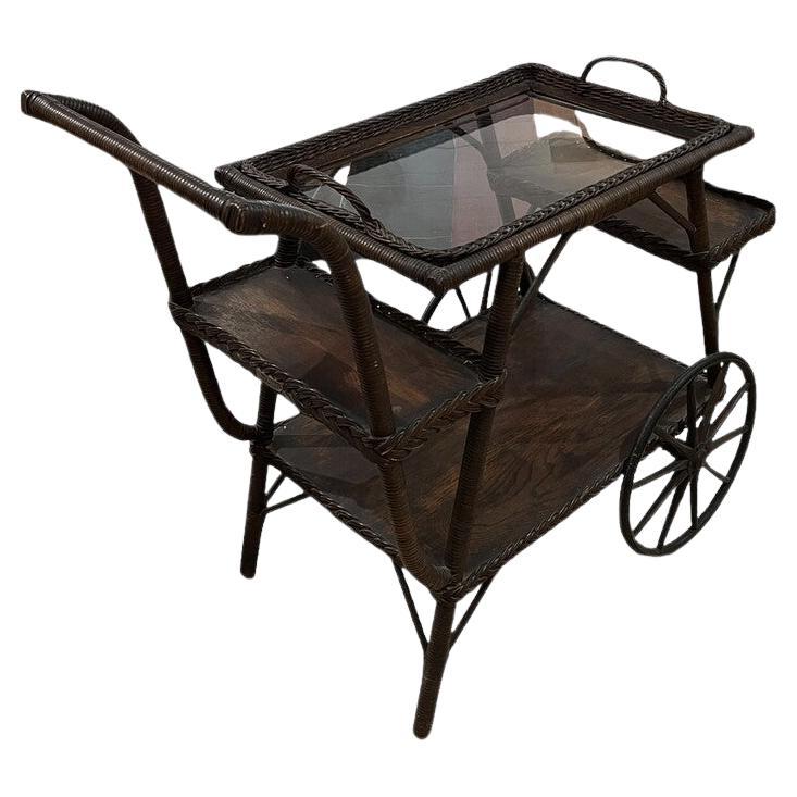 Early 20th C Heywood Wakefield Bar / Tea Cart For Sale