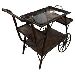 Antique Early 20th C Heywood Wakefield Bar / Tea Cart