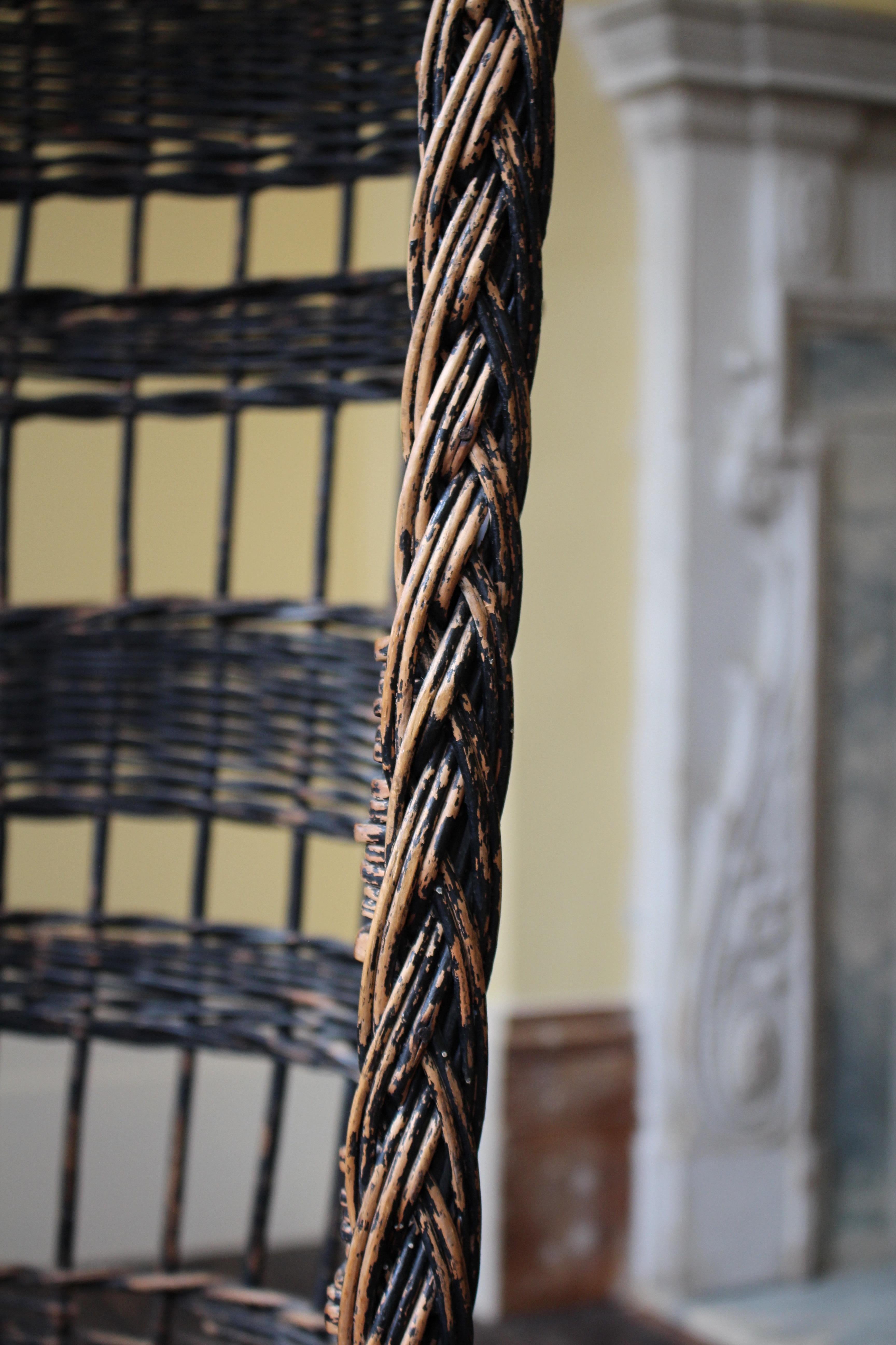 Anfang des 20. Jahrhunderts Hood's Porters Wicker Willow Lawn Conservatory Chair Country House im Angebot 2