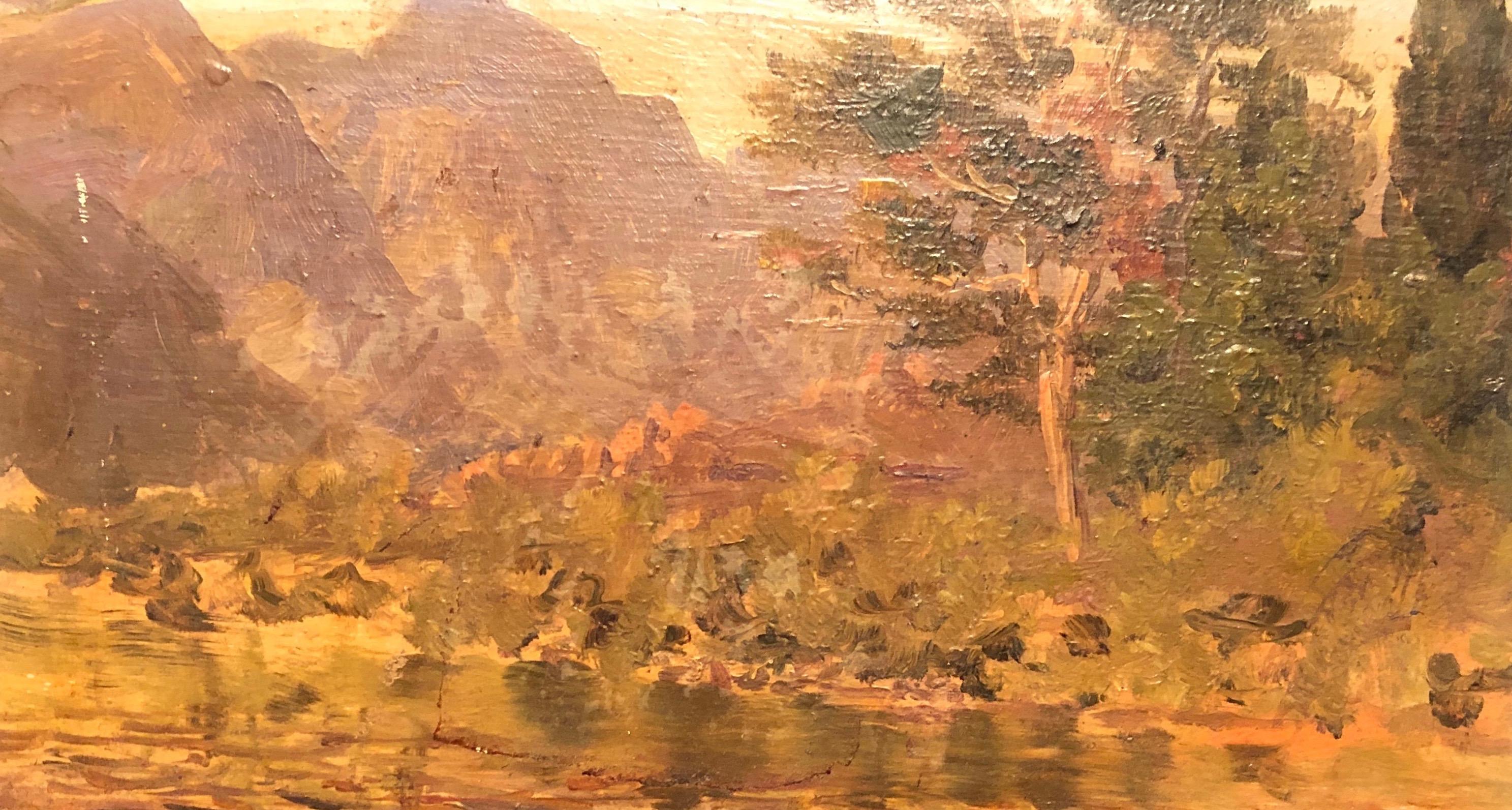 Hand-Painted Early 20th Century American School Western Landscape For Sale