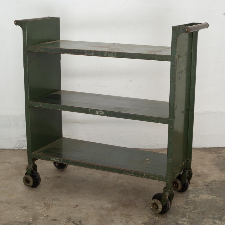 Early 20th Century Industrial Rolling Library Cart, circa 19001930 For