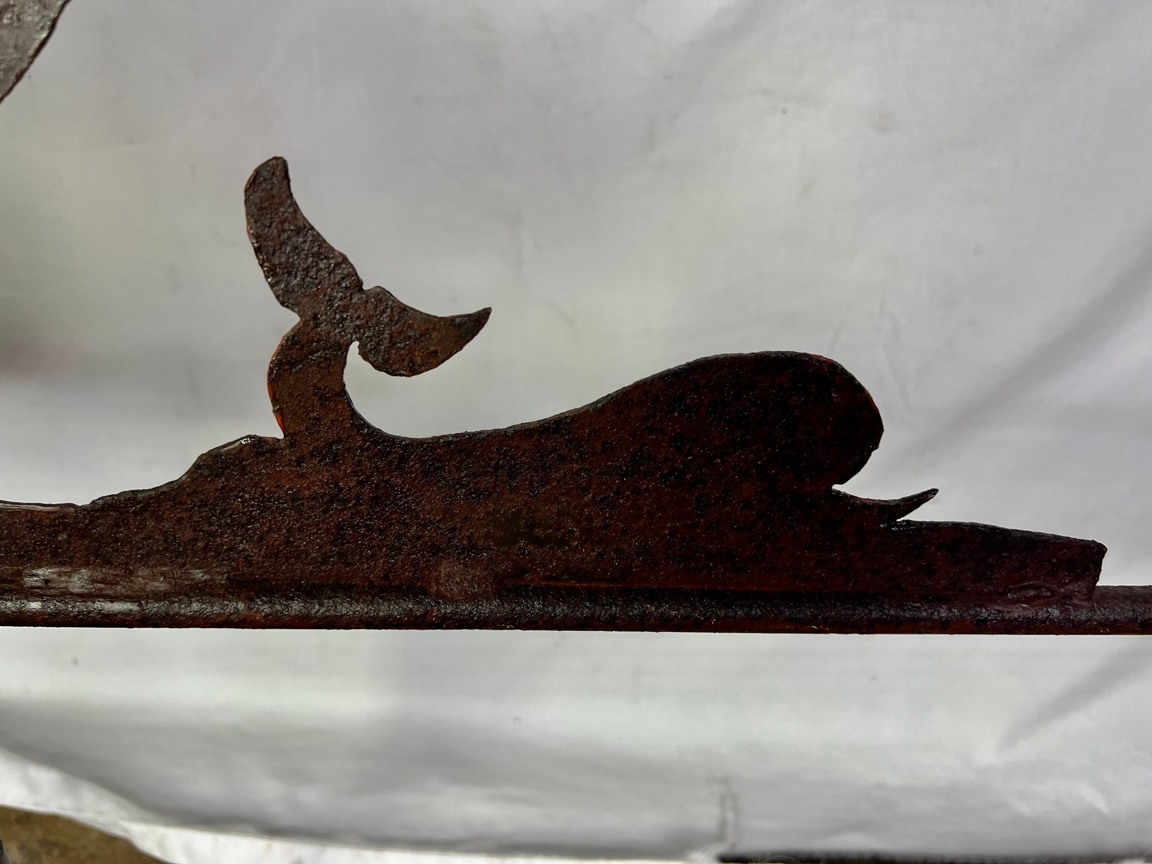 Early 20th C. Iron Ship and Whale Mounted on Iron Base 5