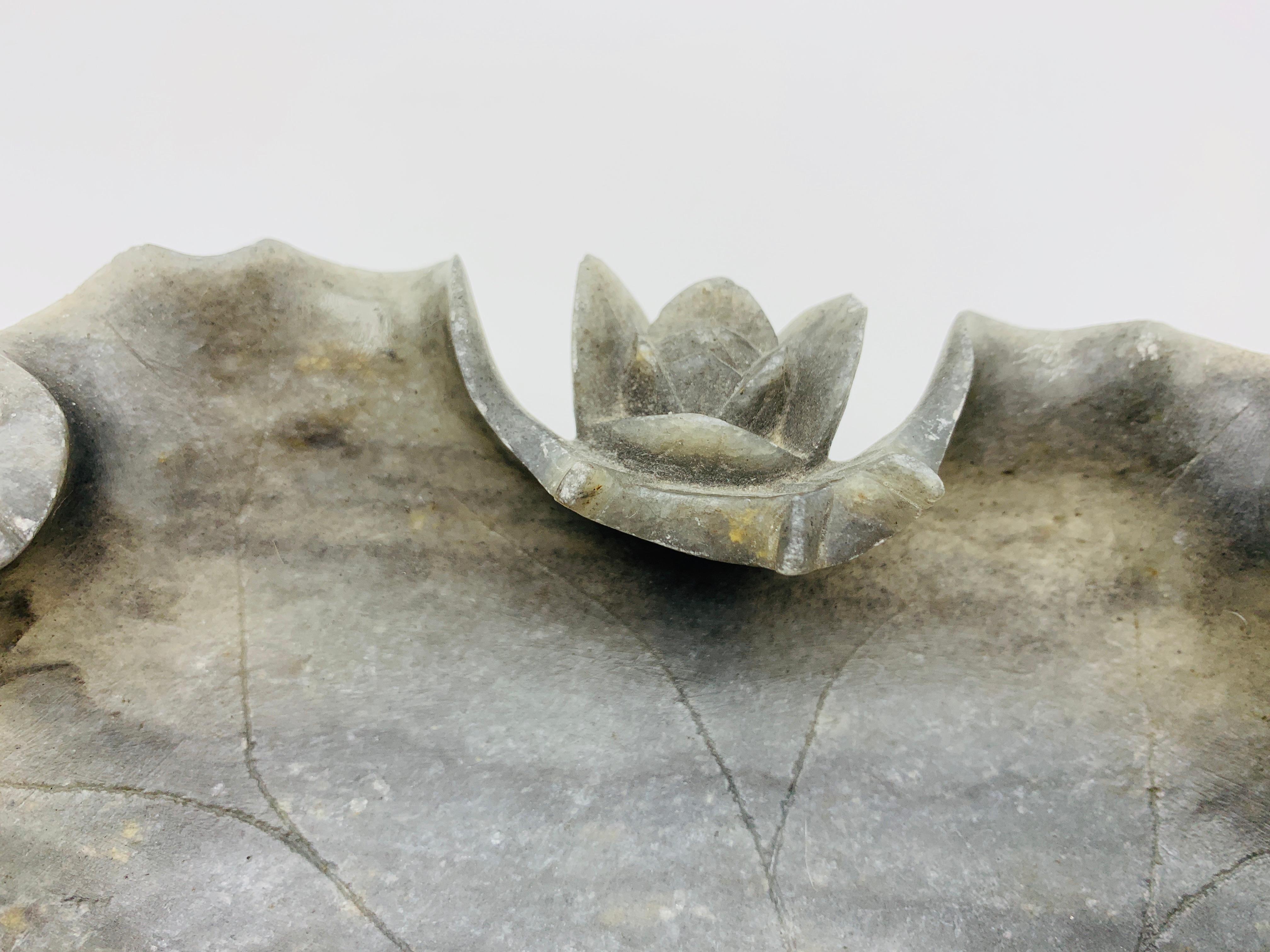 Early 20th Century Italian Alabaster Sculptural Lotus Leaf Dish For Sale 6
