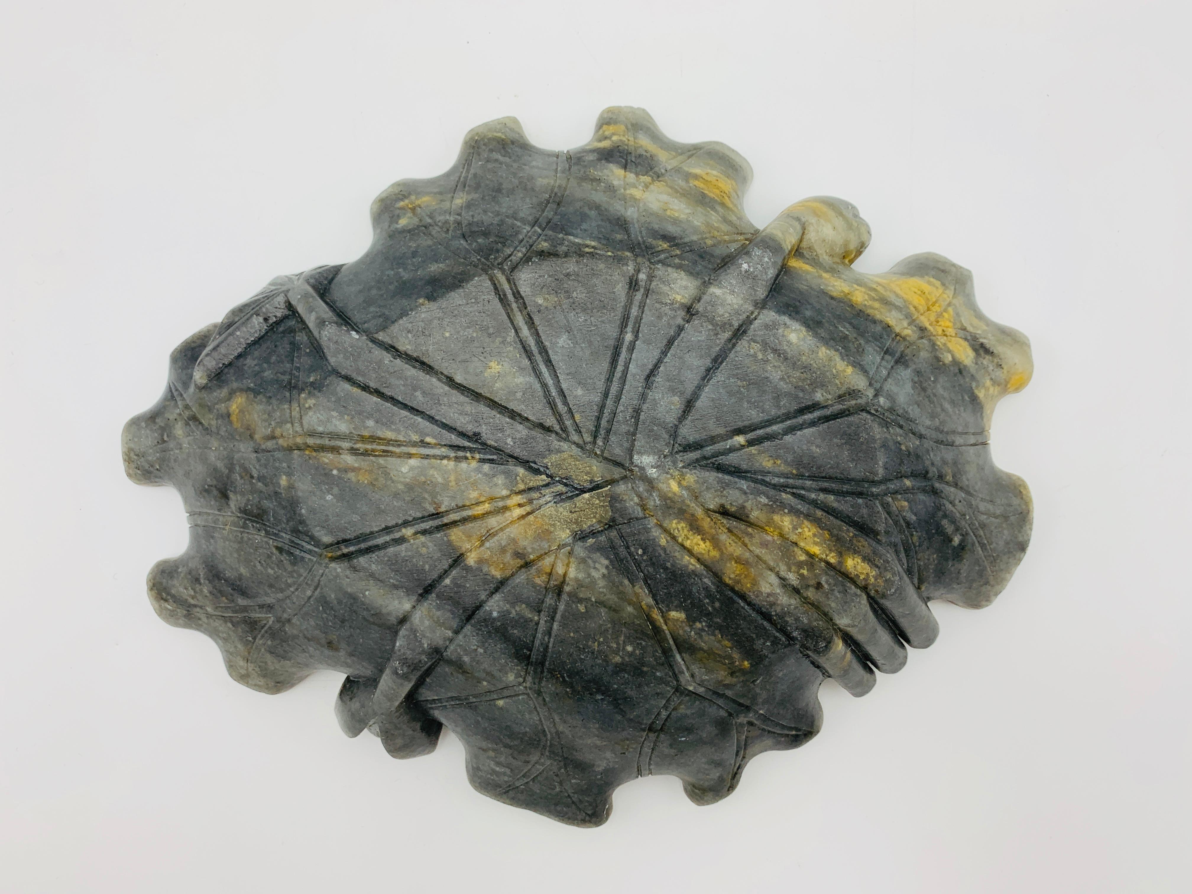 Early 20th Century Italian Alabaster Sculptural Lotus Leaf Dish For Sale 8