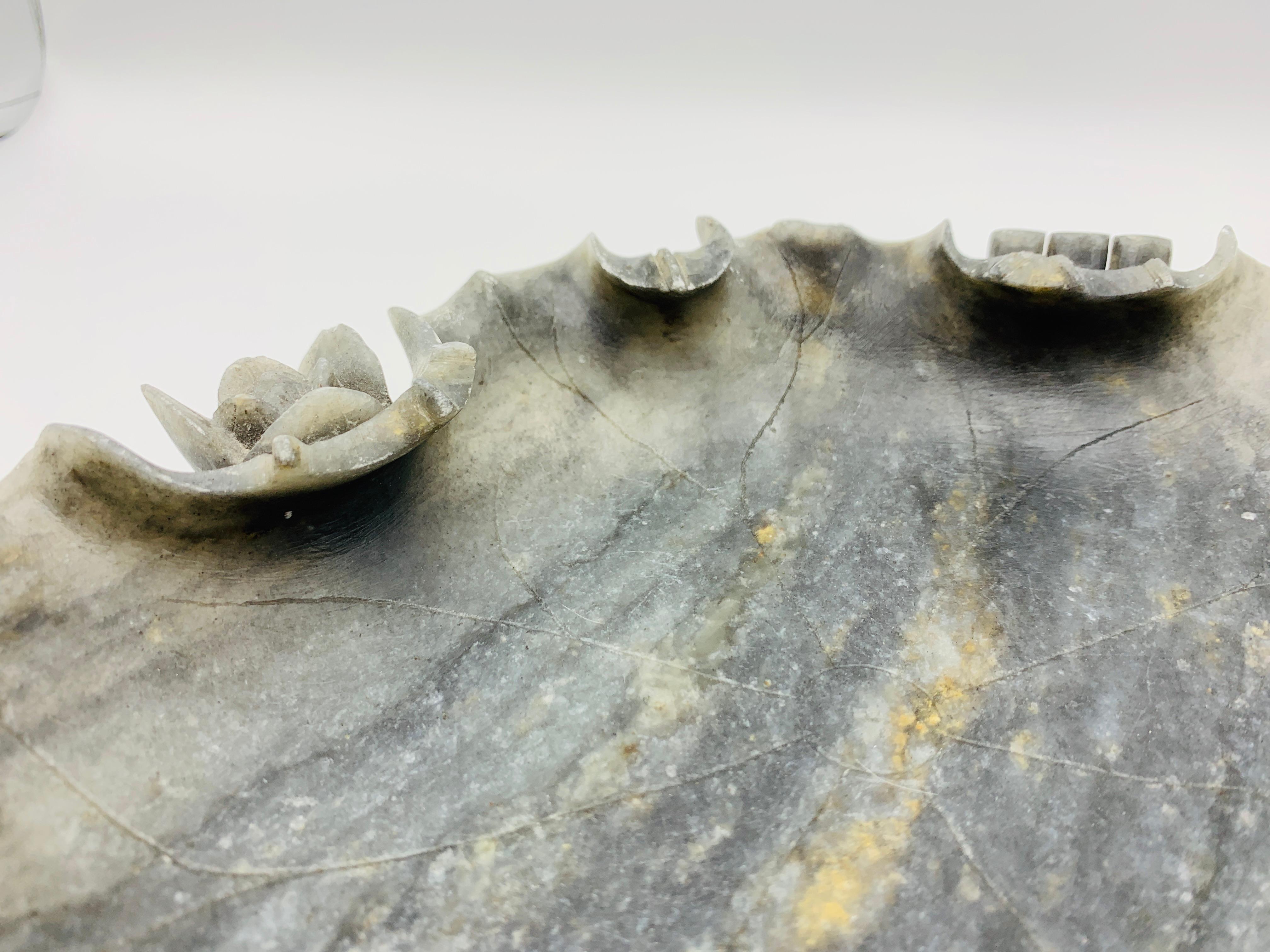 Early 20th Century Italian Alabaster Sculptural Lotus Leaf Dish For Sale 5