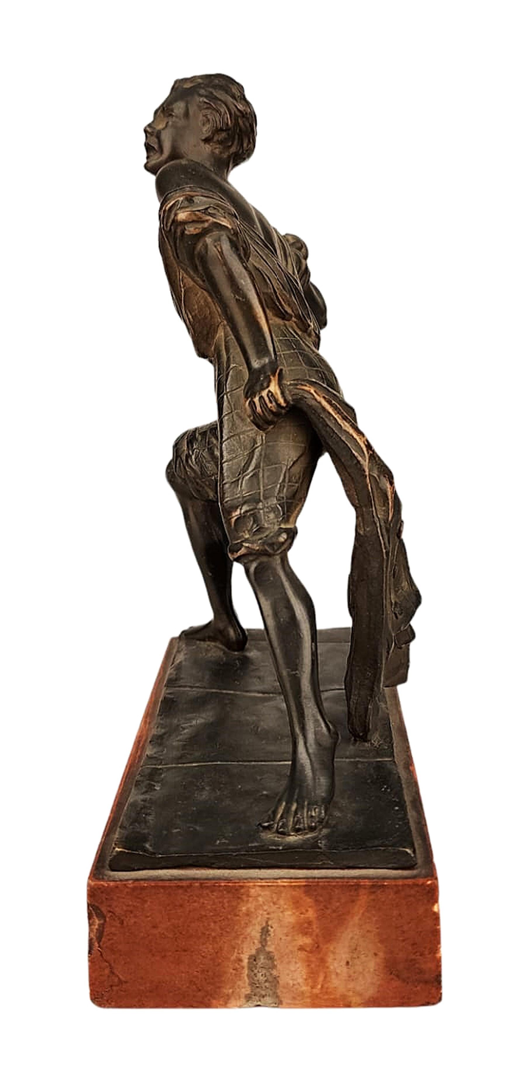 Art déco Sculpture italienne Balilla du début du 20e siècle en bronze représentant Giambattista Perasso en vente