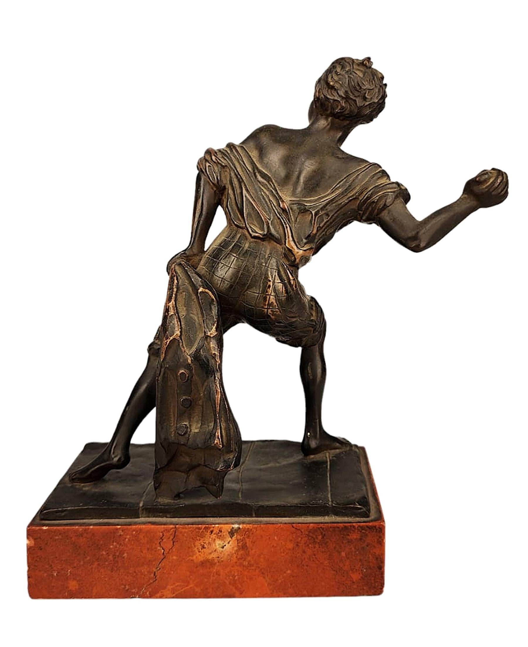 Early 20th C. Italian Bronze Sculpture Depicting Giambattista Perasso 'Balilla' In Good Condition For Sale In North Miami, FL