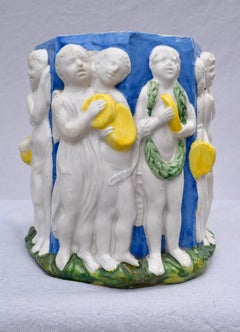 Early 20th C. Italian Majolica Planter in the Manner of Della Robbia