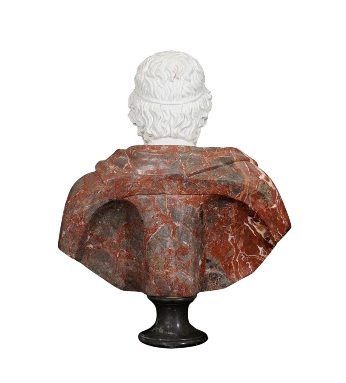 20th Century Early 20th C. Italian Marble Bust of Homer, The Legendary Ancient Greek Poet. For Sale