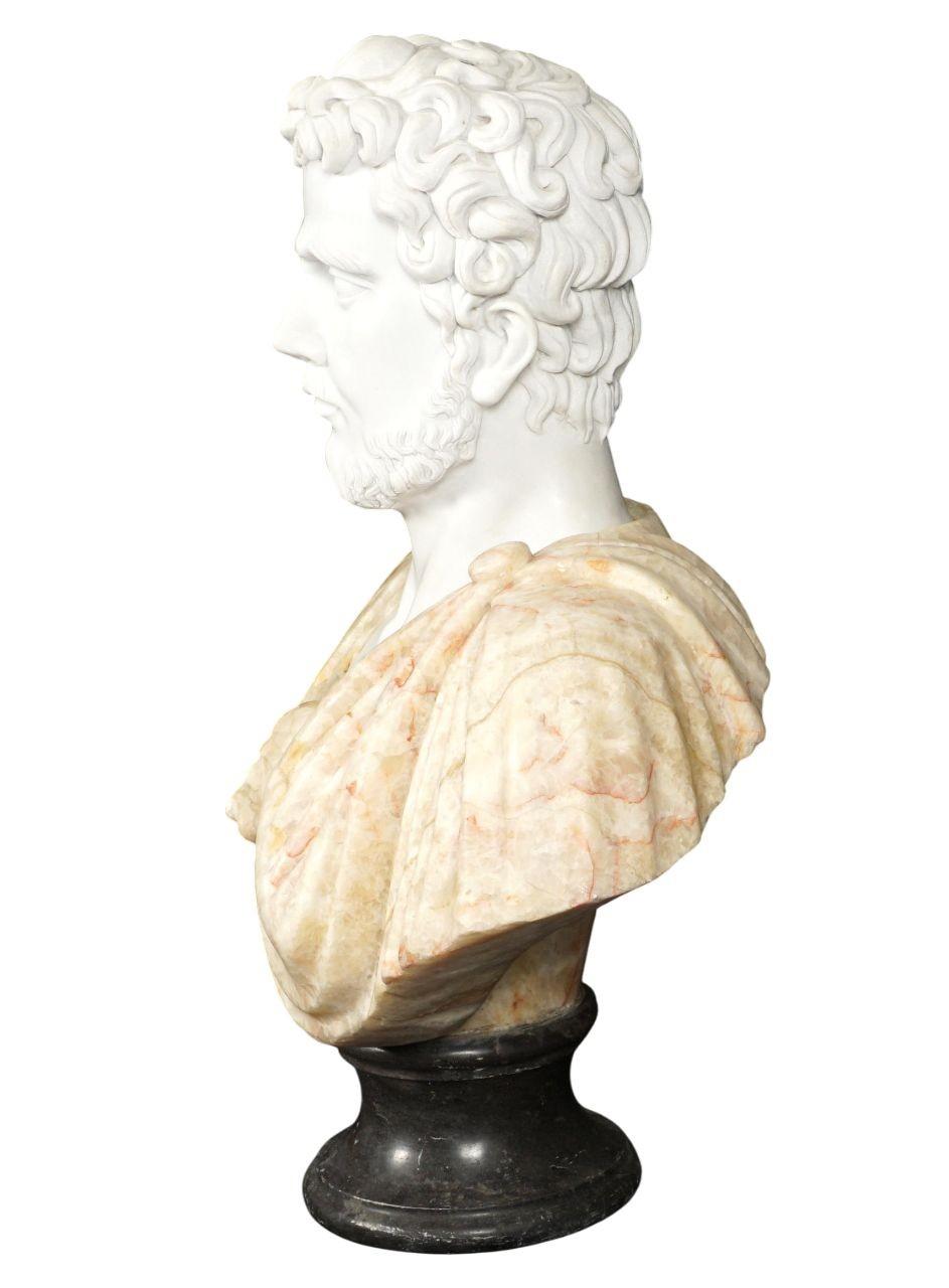 Italienische mehrfarbige Marmorbüste des antiken Philosophen Aristoteles aus dem frühen 20. Jahrhundert. im Zustand „Hervorragend“ im Angebot in Los Angeles, CA