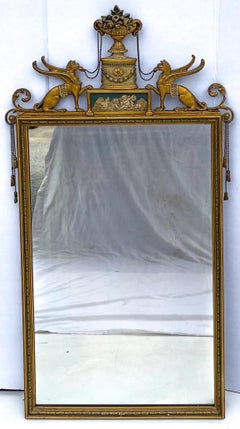 Early 20th-C Italian Neo-Classical Style Mirror with Carved Griffins