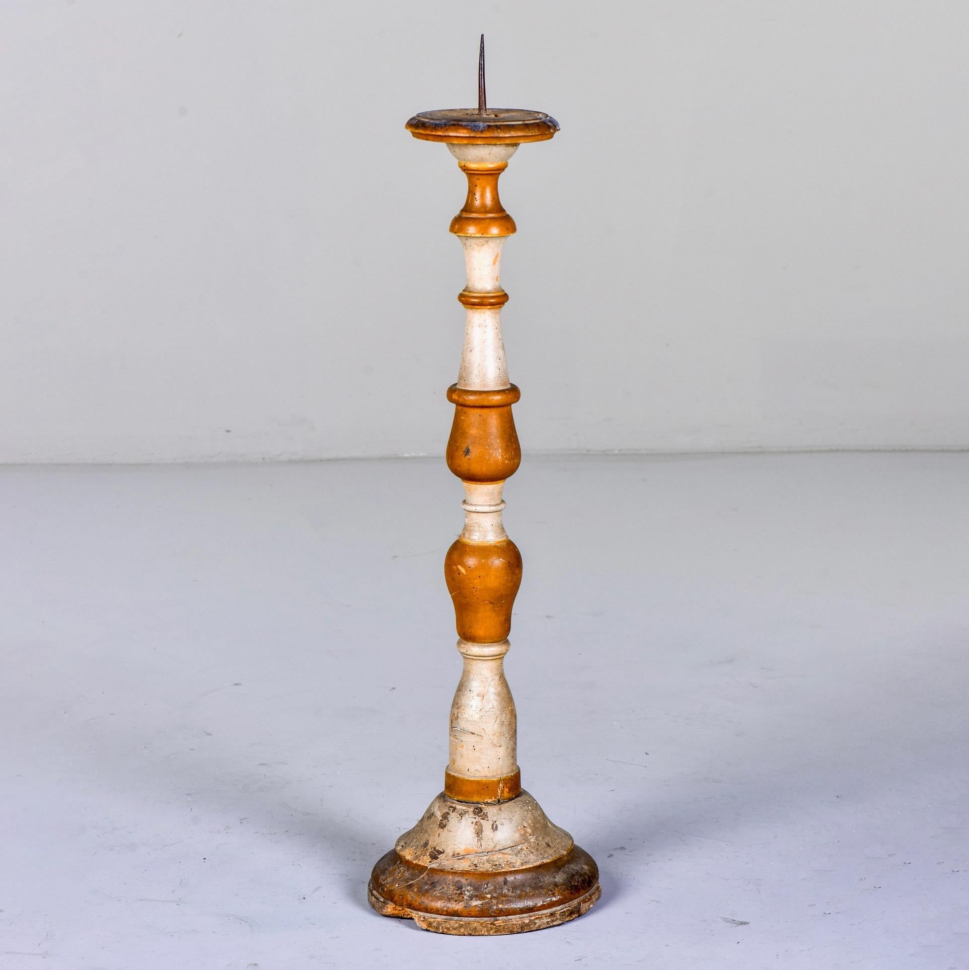 Early 20th Century Italian Pricket Stick in Brown and White For Sale 10