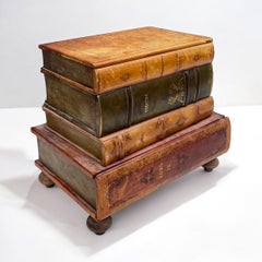 Early 20th -C. Italian Regency Style Leather Book Form Side / Drinks Table
