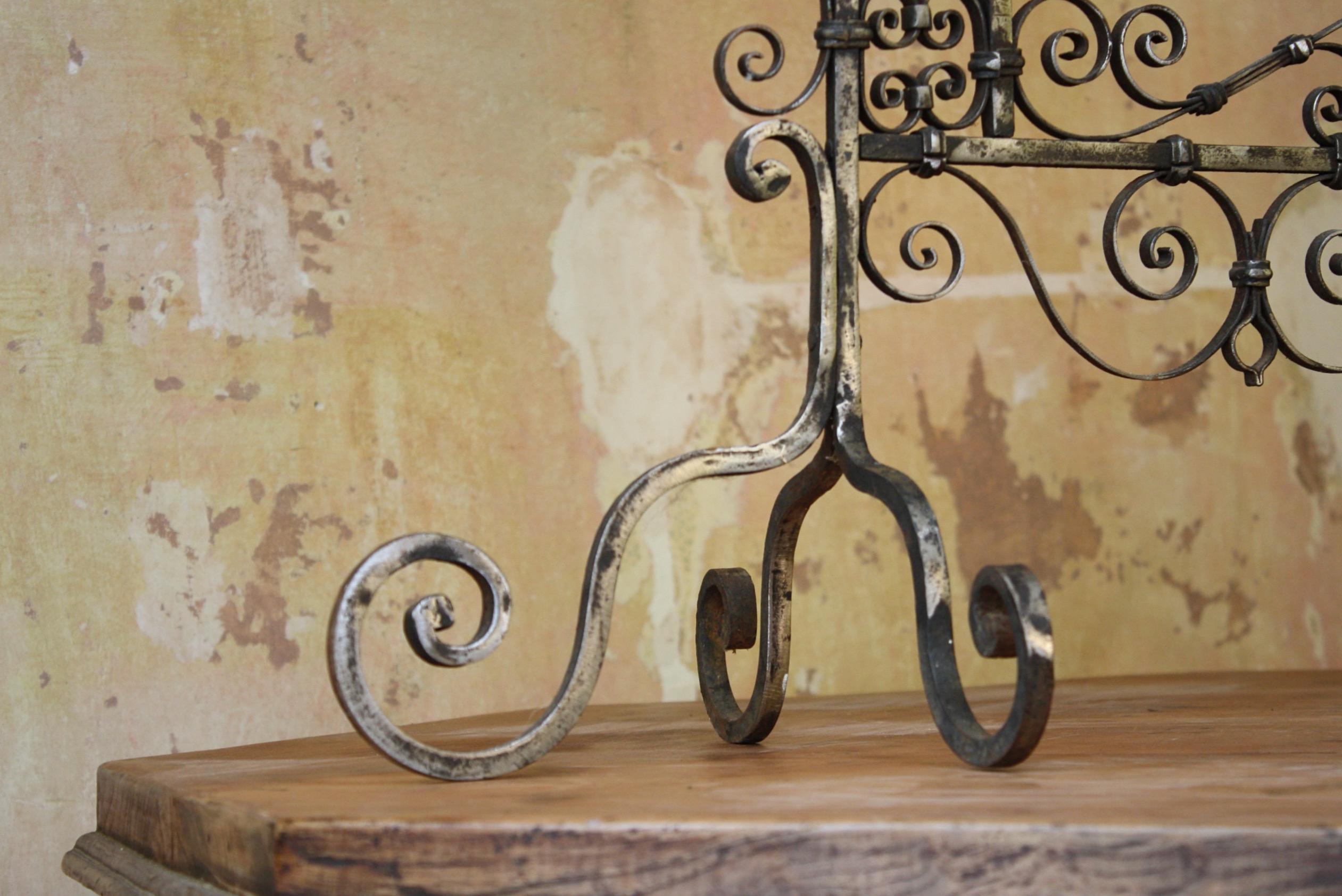 Early 20th C Italian Venetian Wrought Iron and Stained Murano Glass Fire Screen 9