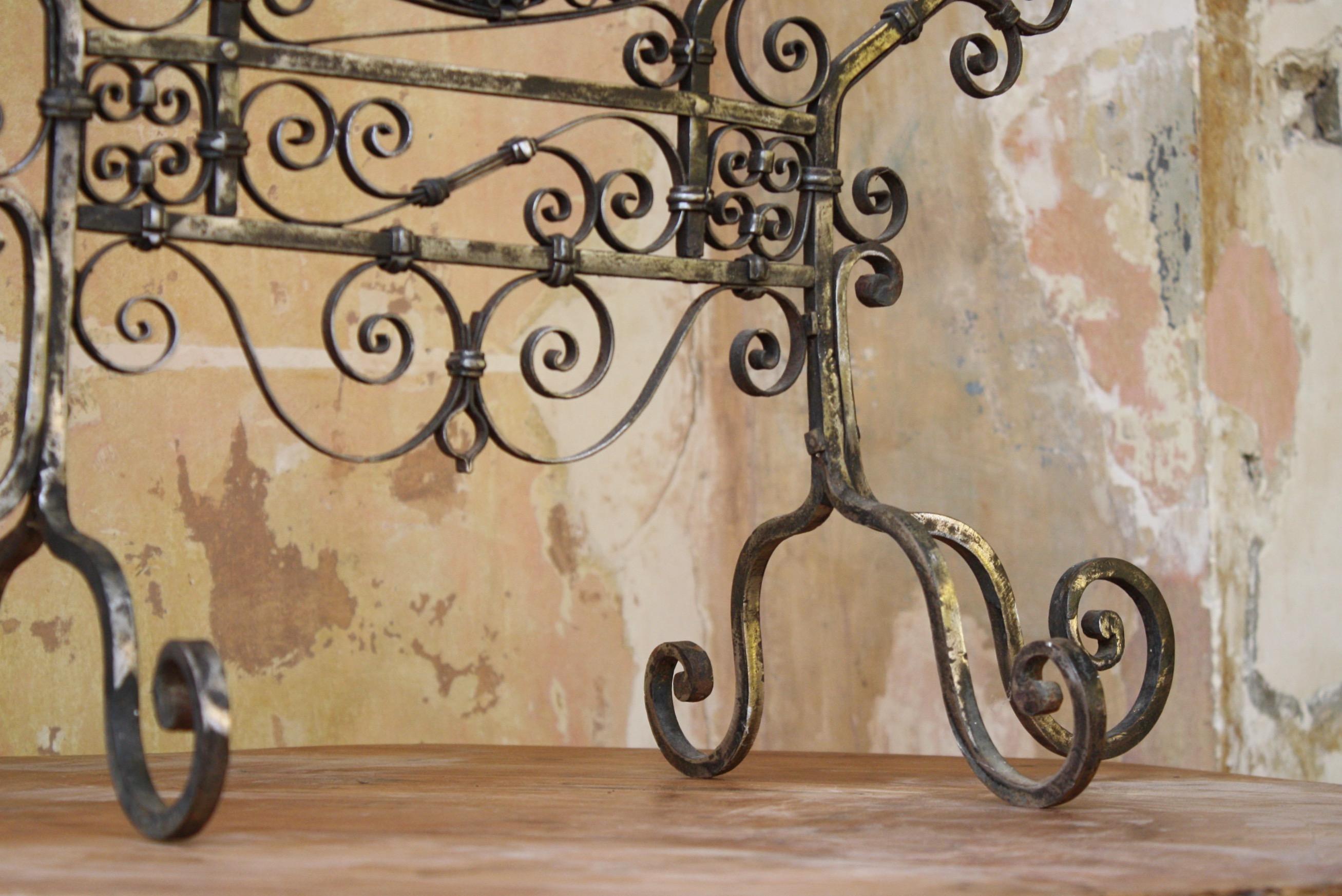 Early 20th C Italian Venetian Wrought Iron and Stained Murano Glass Fire Screen 10