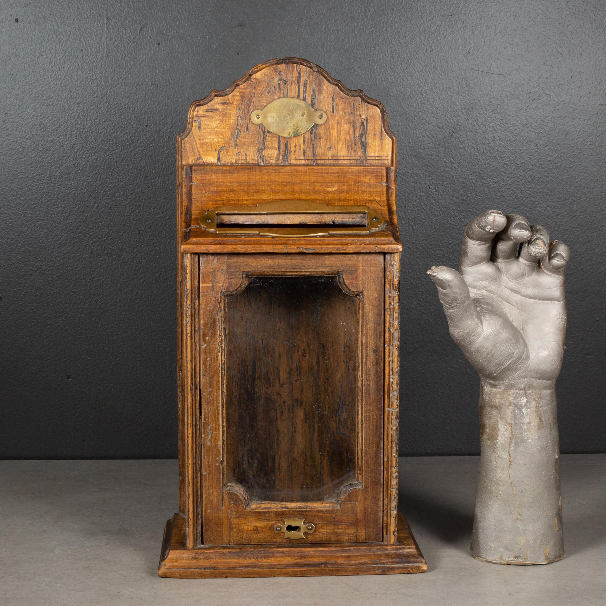 Early 20th c. Italian Wood and Brass Mailbox c.1920-1940 2