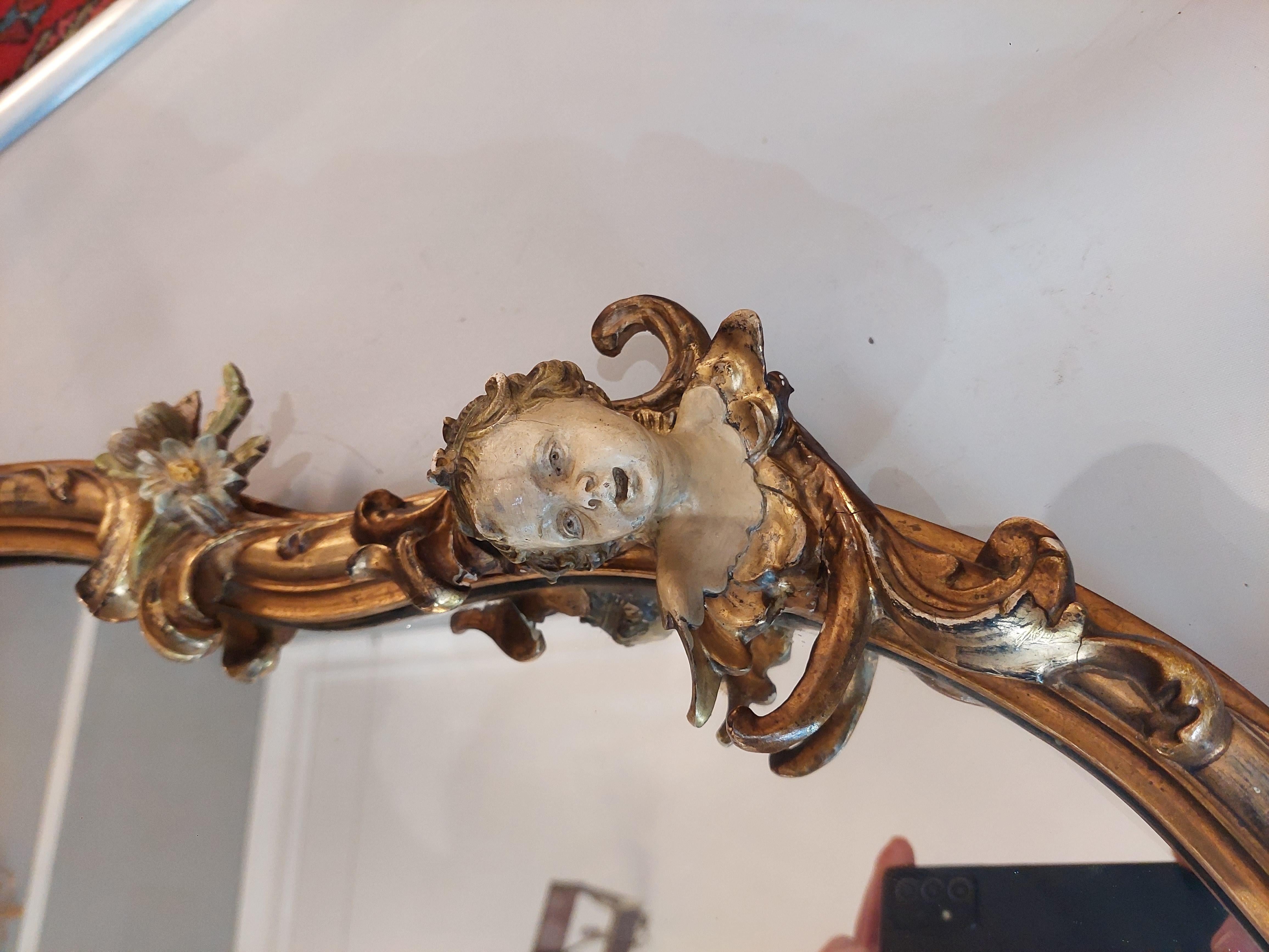 Early 20th C Italiante Giltwood and Gesso Painted Wall Mirror In Good Condition For Sale In Altrincham, GB
