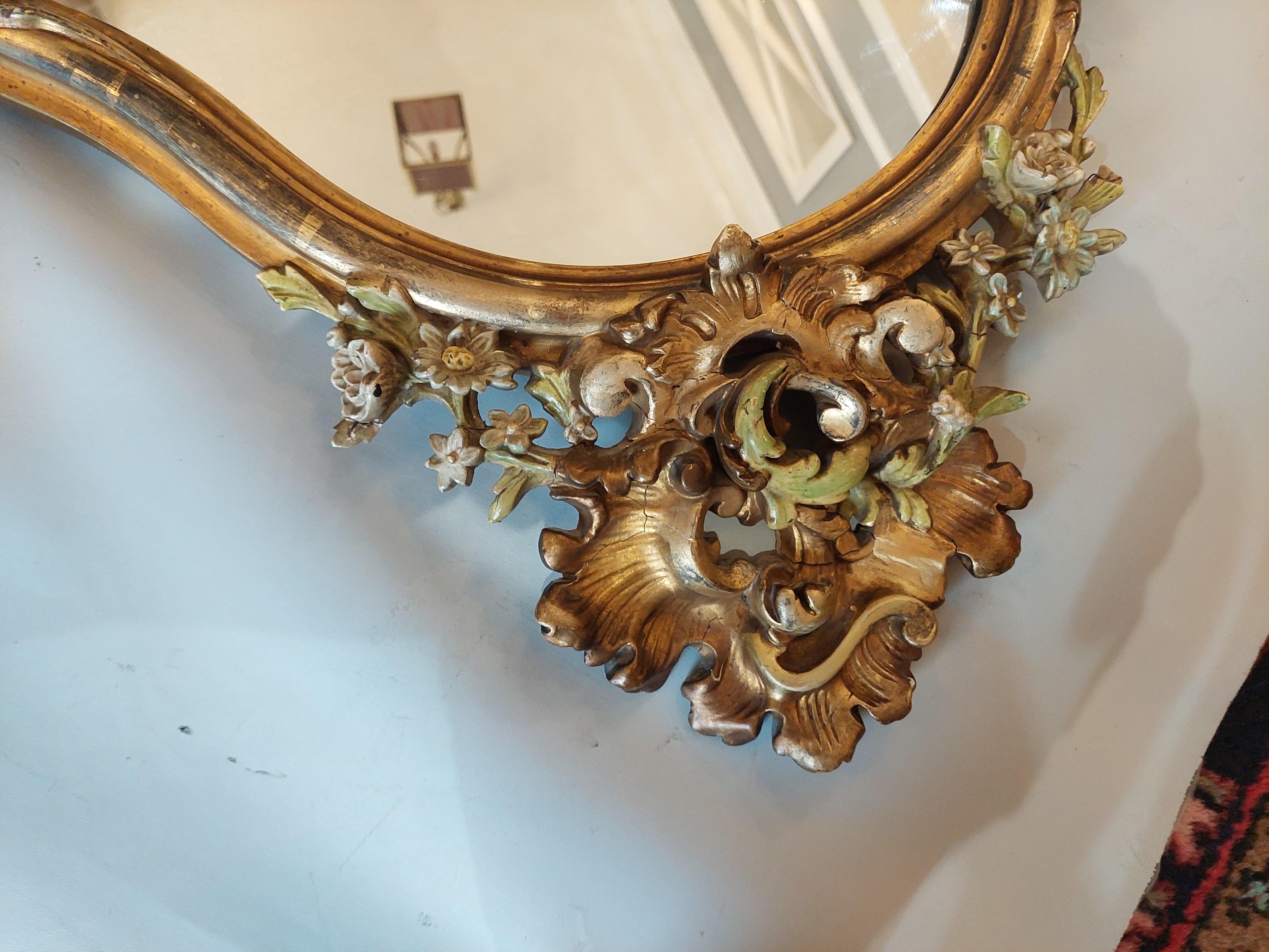 20th Century Early 20th C Italiante Giltwood and Gesso Painted Wall Mirror For Sale
