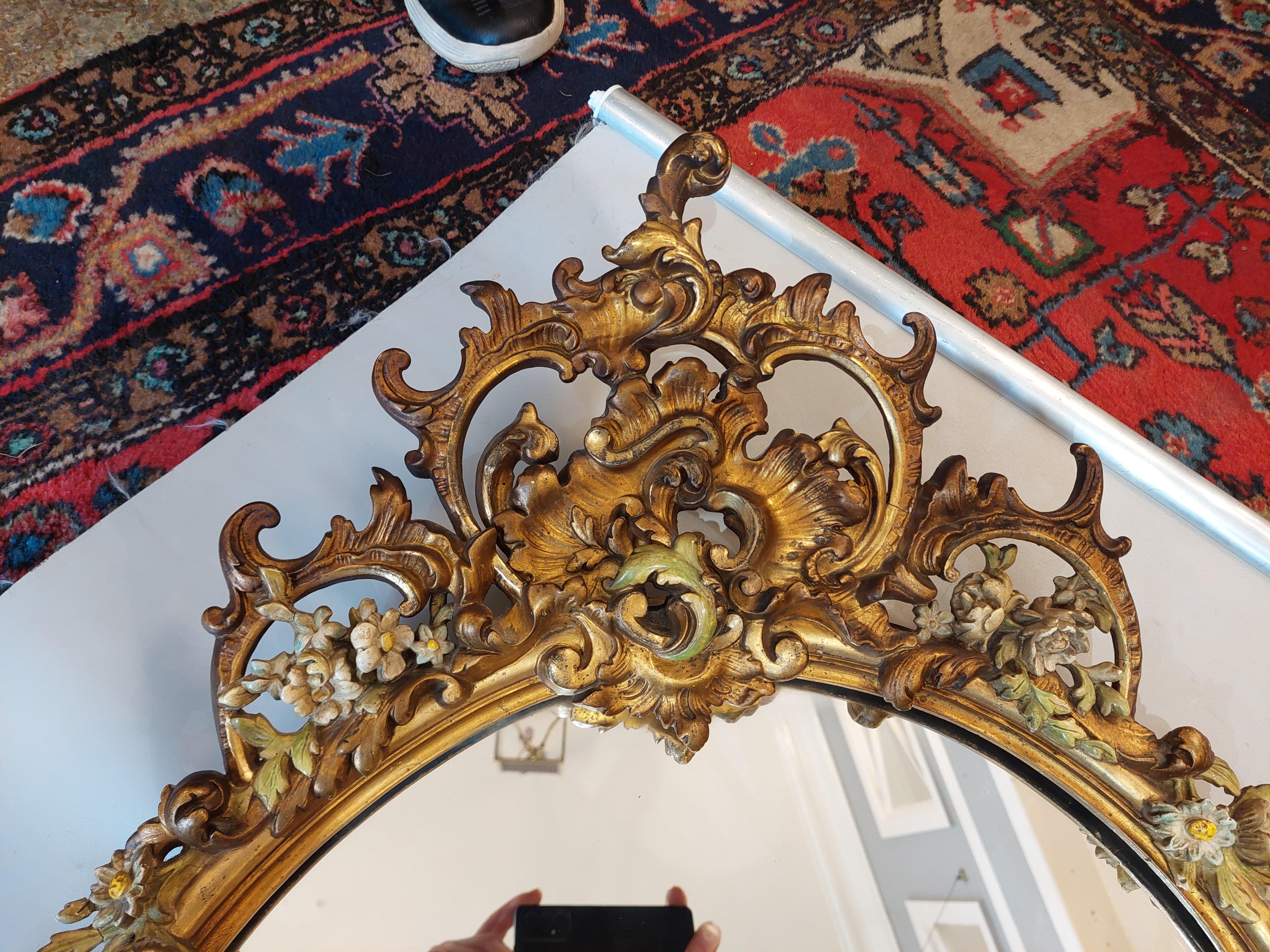 Early 20th C Italiante Giltwood and Gesso Painted Wall Mirror For Sale 2