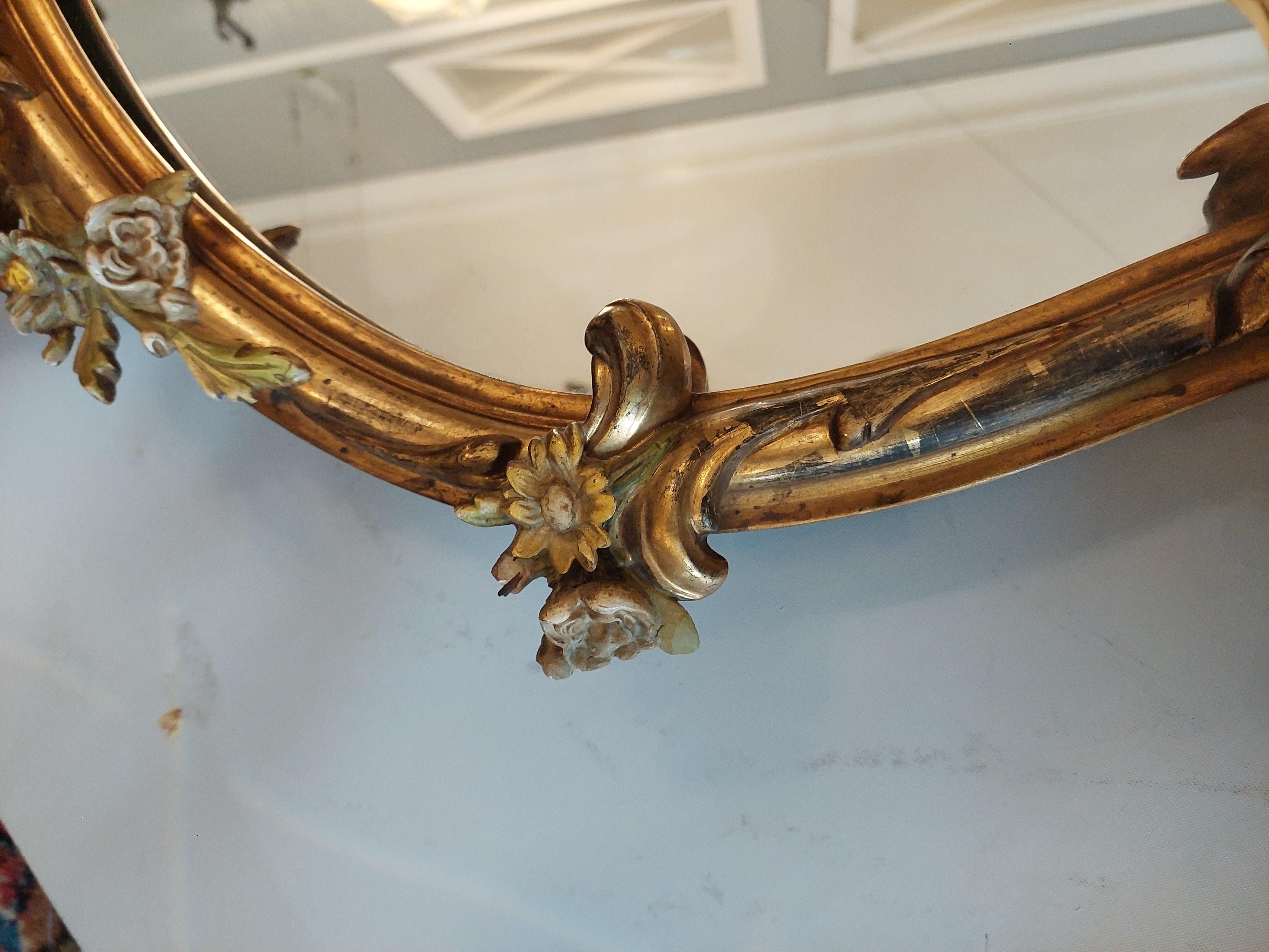 Early 20th C Italiante Giltwood and Gesso Painted Wall Mirror For Sale 3