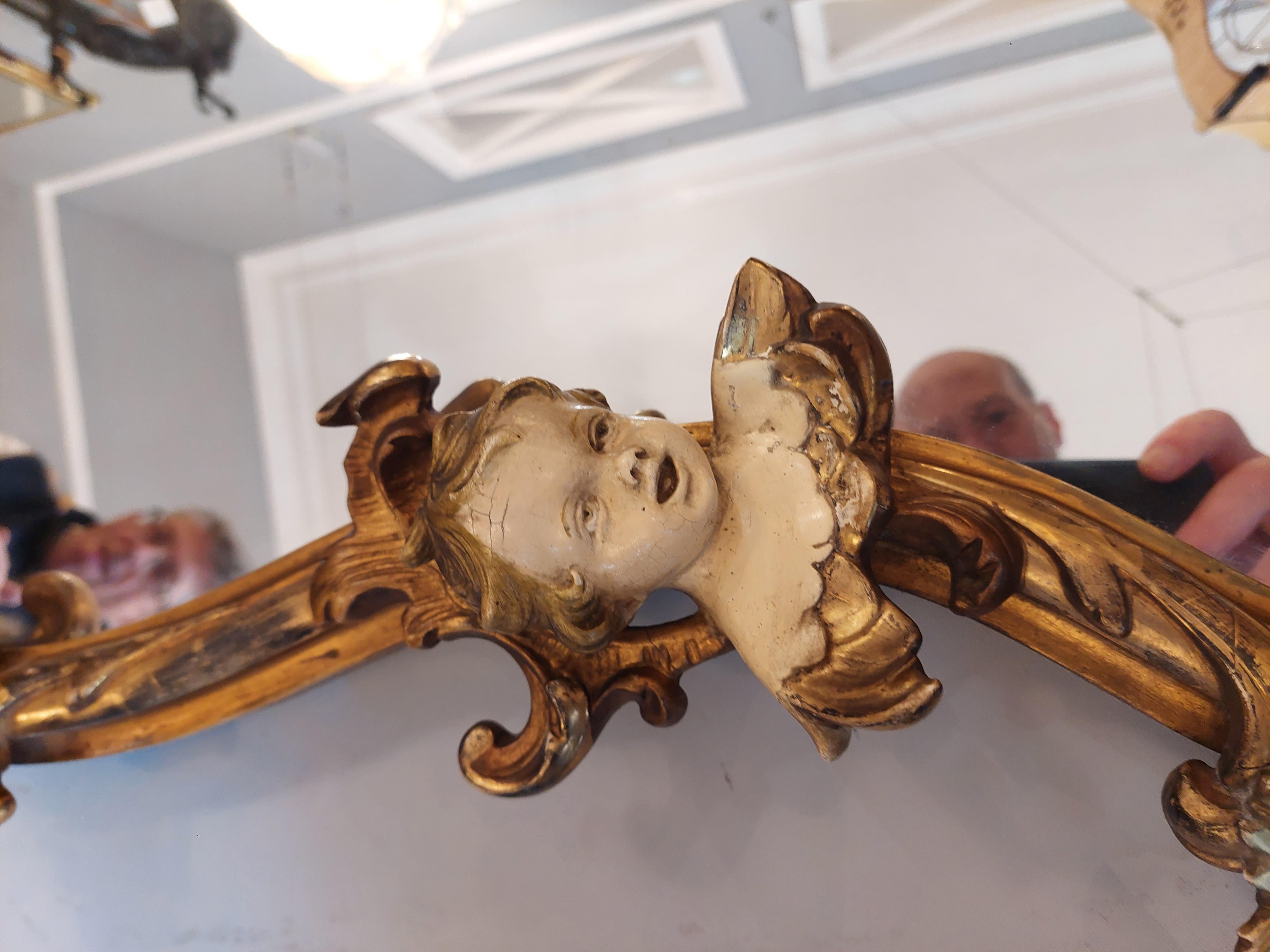 Early 20th C Italiante Giltwood and Gesso Painted Wall Mirror For Sale 4