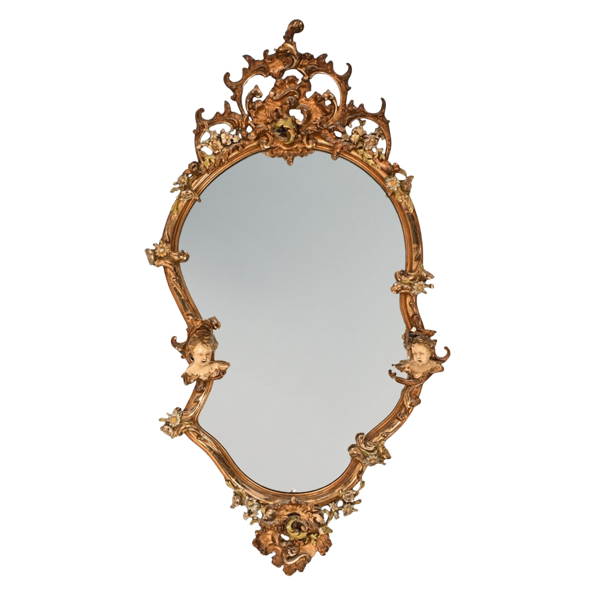 A.C.I.C. Miroir mural en bois doré et peint à la gesso en vente