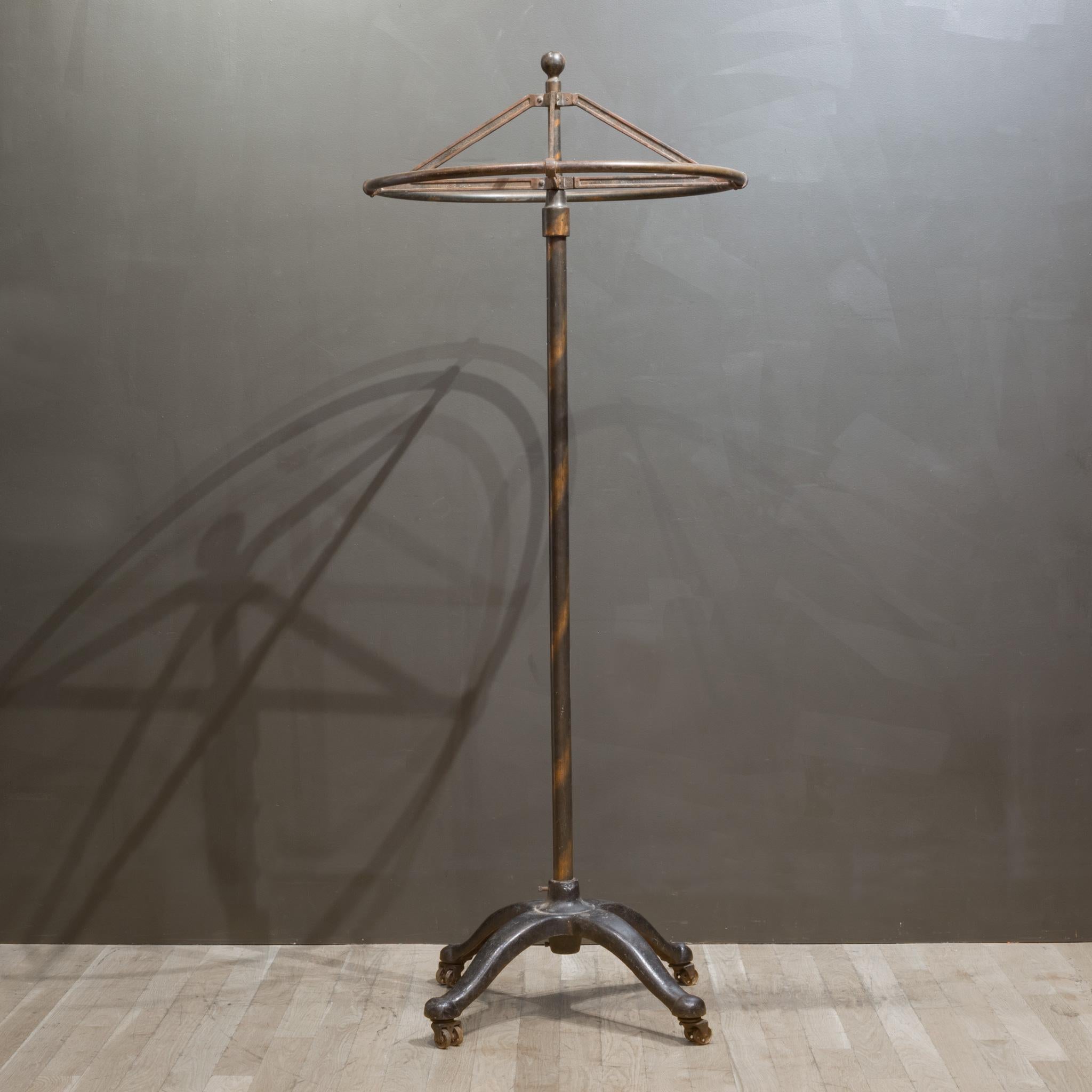 Brass Early 20th c. Japanned Coat/Garment Rolling Rack c.1910-1920