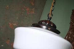Early 20th Century Large Edwardian Opaline Milk Glass School House Pendant Light