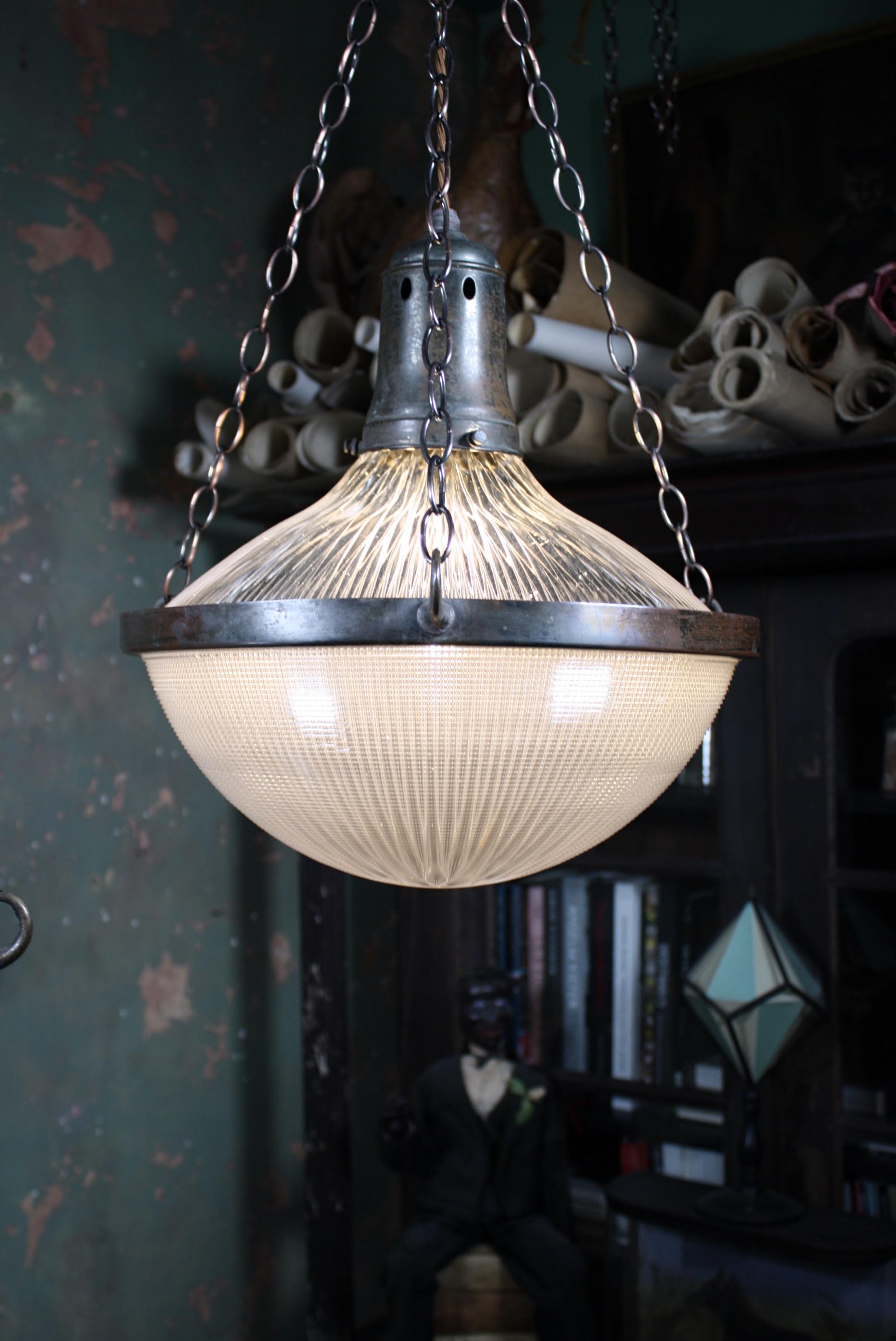 Early 20th C Extra Large Holophane Blondel Stiletto Pendants Lights 2 Available 5