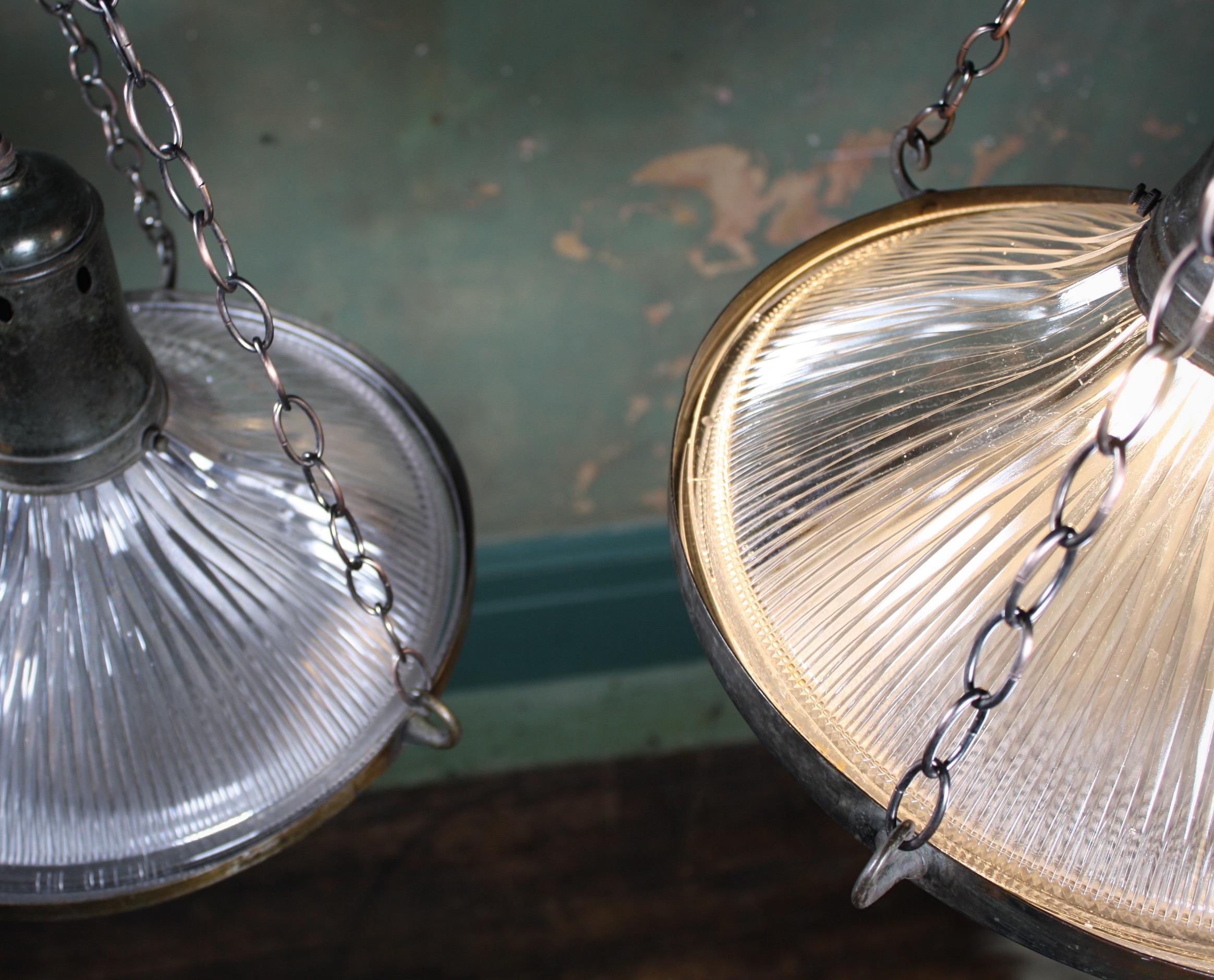 Early 20th C Extra Large Holophane Blondel Stiletto Pendants Lights 2 Available 8