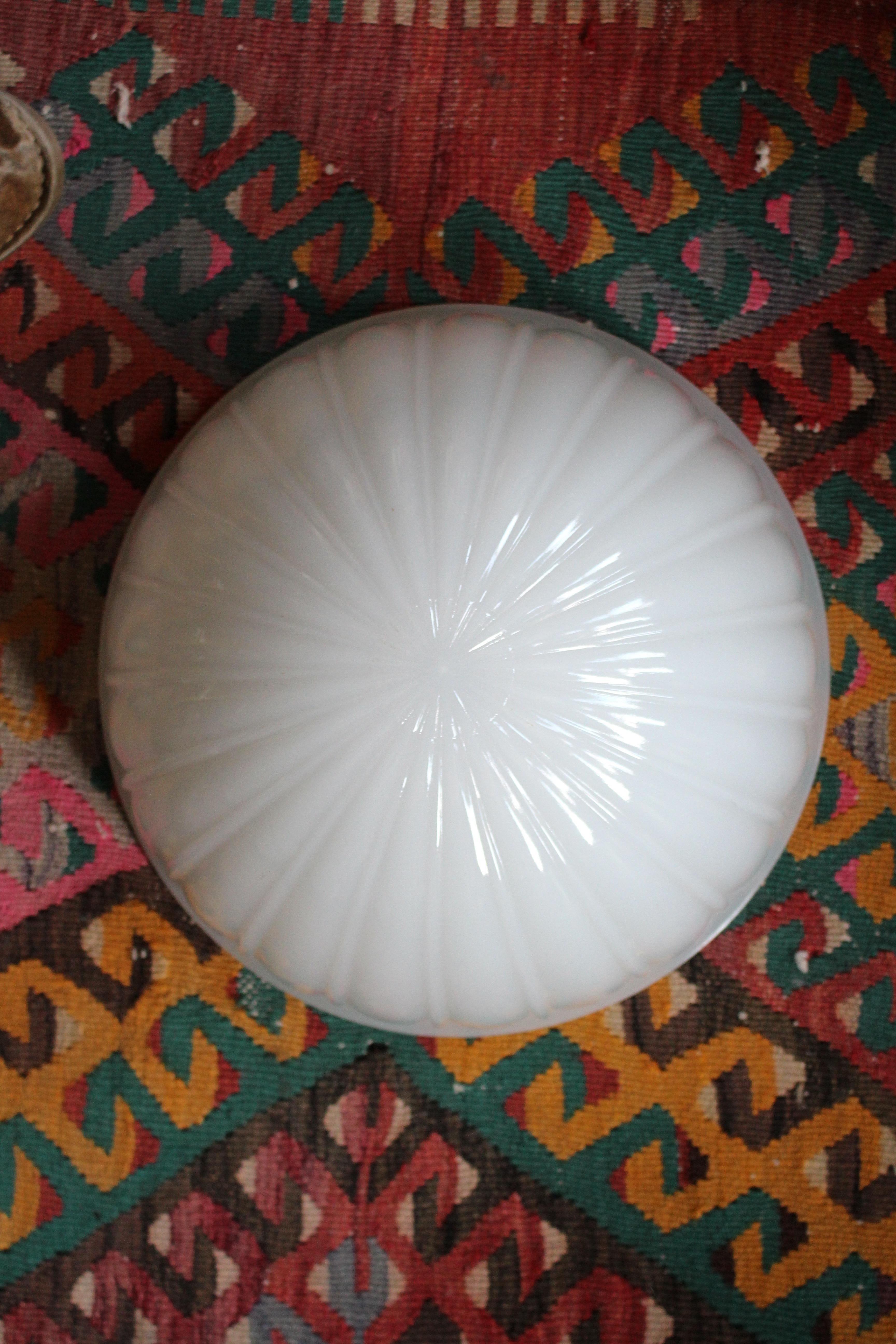 Early 20th C large Jefferson Milk Glass Edwardian Plafonnier Pendant Light 7