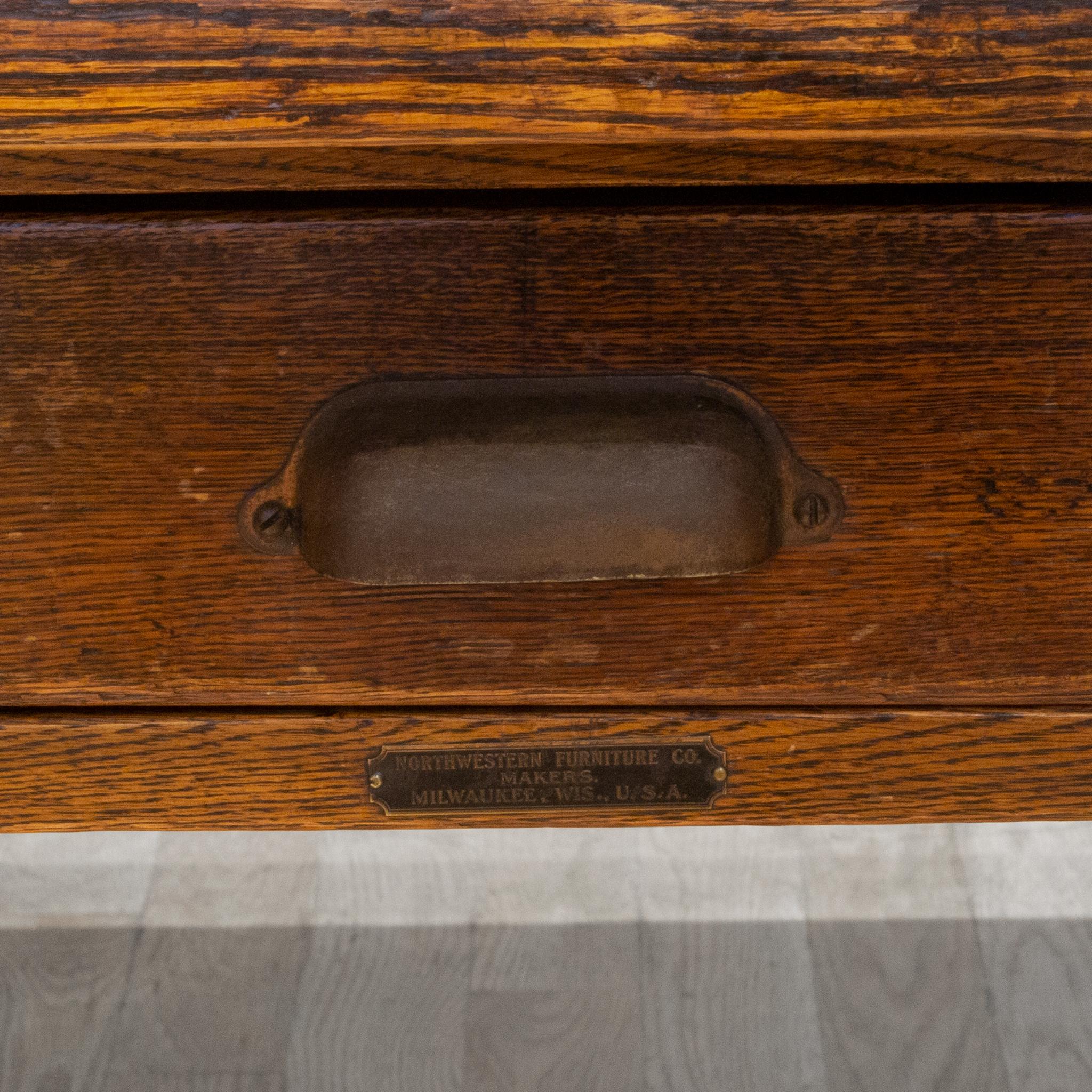 Early 20th C Large Tiger Oak Double Person Desk, C.1930-1940 8
