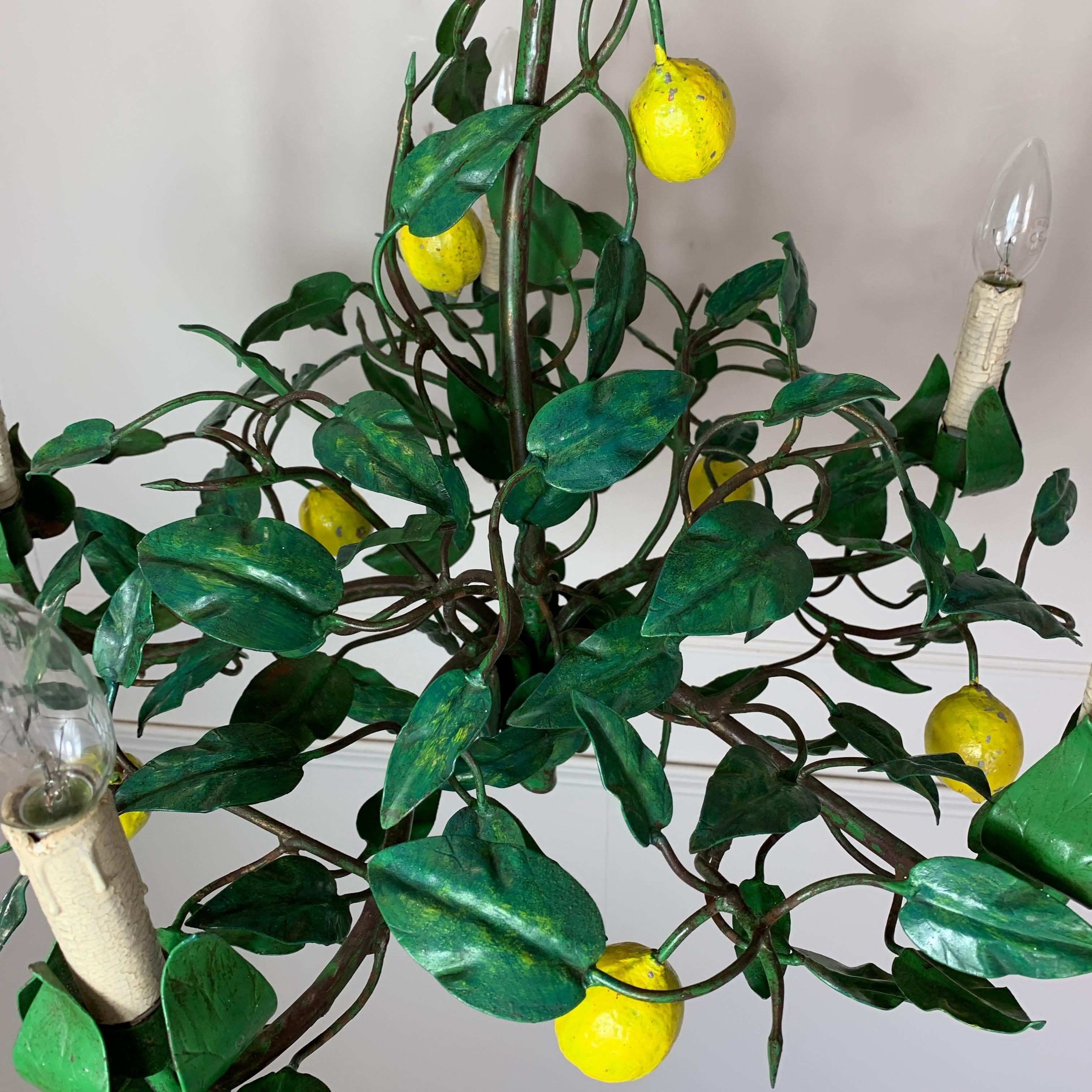 Early 20th Century Lemon Toleware Chandelier, Italy In Good Condition In Hastings, GB
