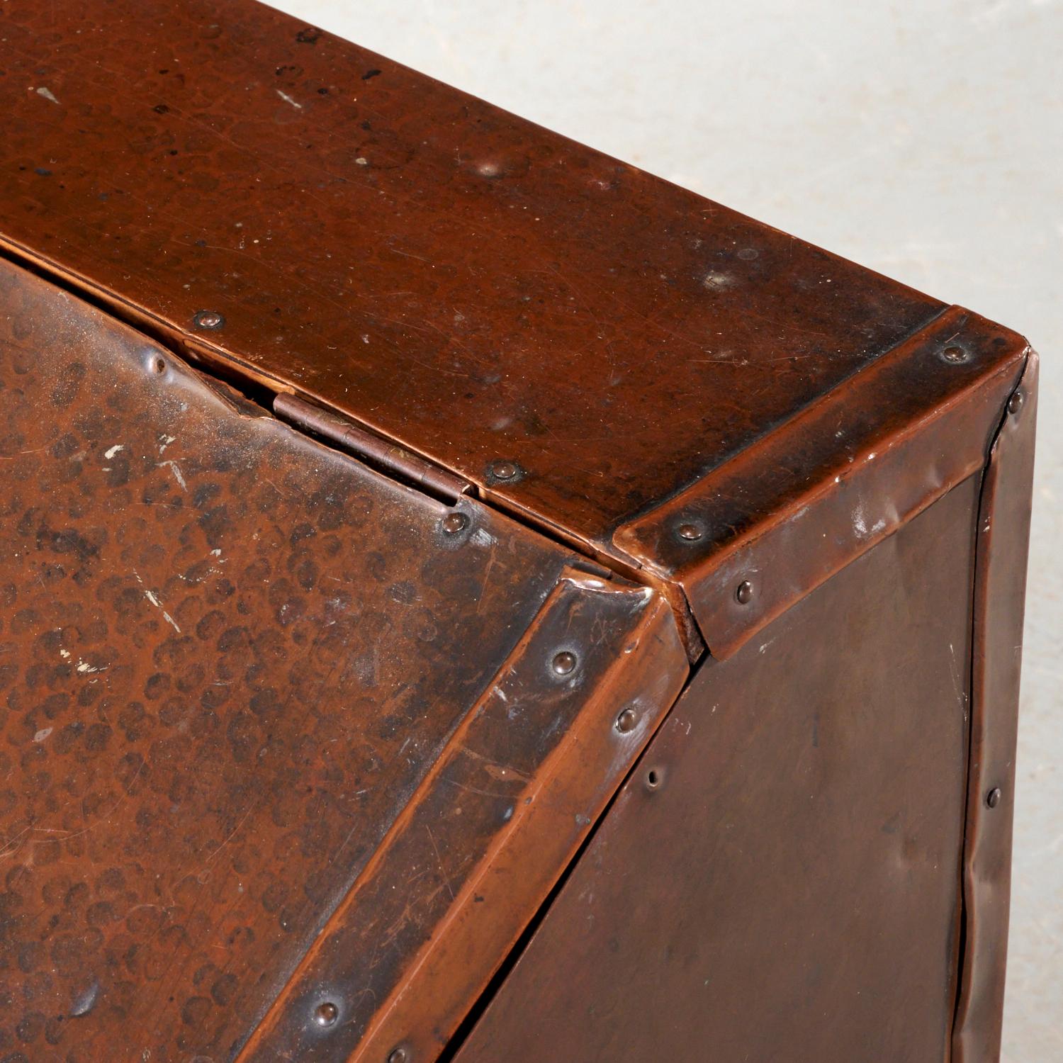 Hammered Early 20th C. Liberty & Co. Arts & Crafts Log Box Once Owned by Hollywood Star For Sale