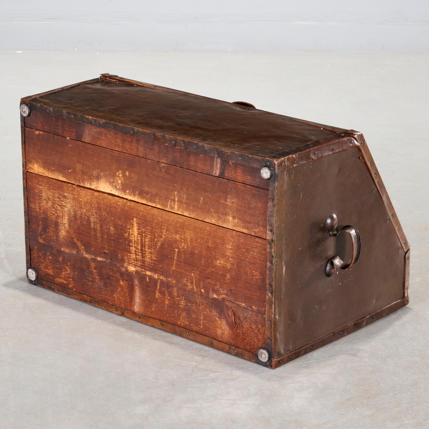 Copper Early 20th C. Liberty & Co. Arts & Crafts Log Box Once Owned by Hollywood Star For Sale