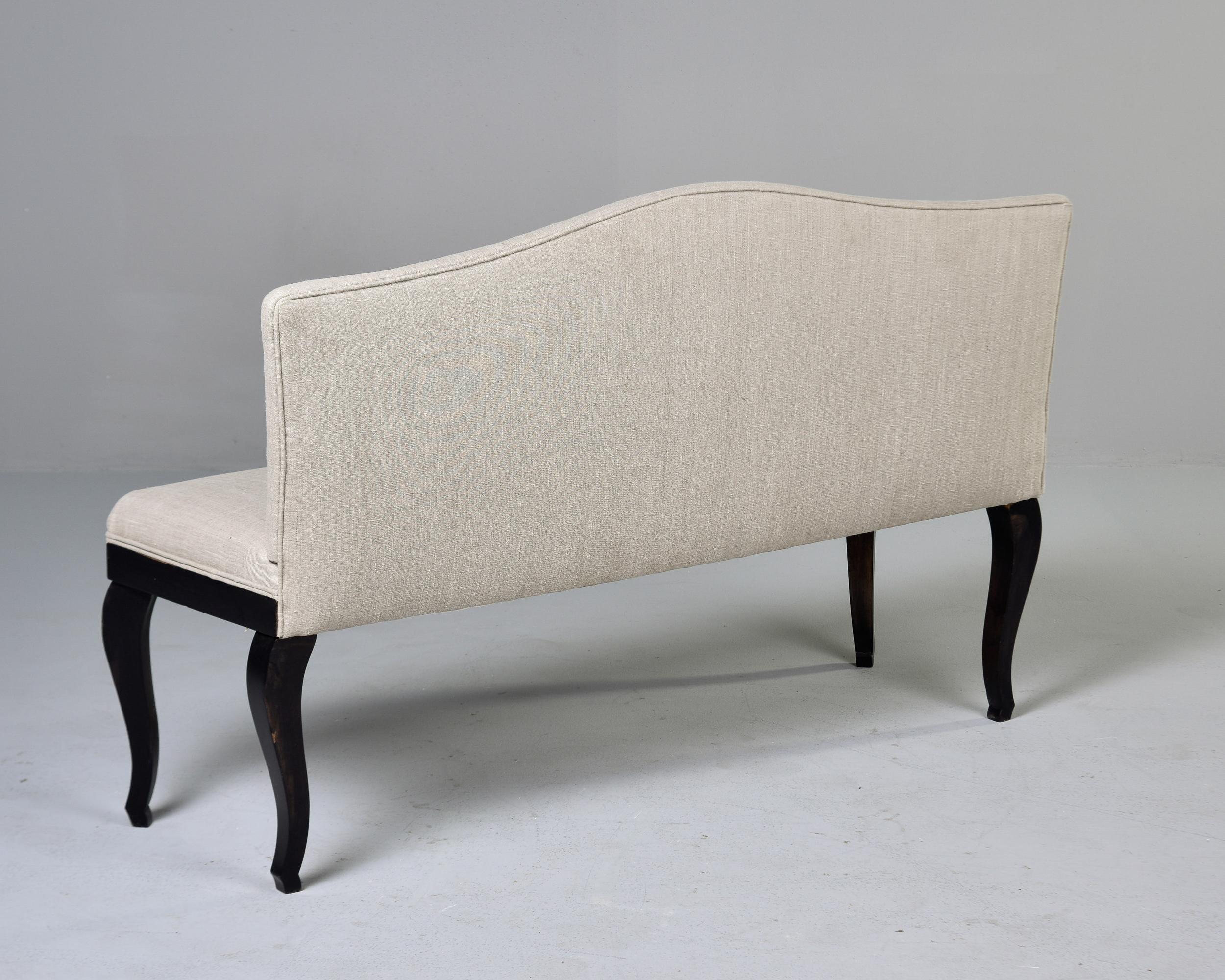 20th Century Early 20th C Linen Covered French Hall Bench 