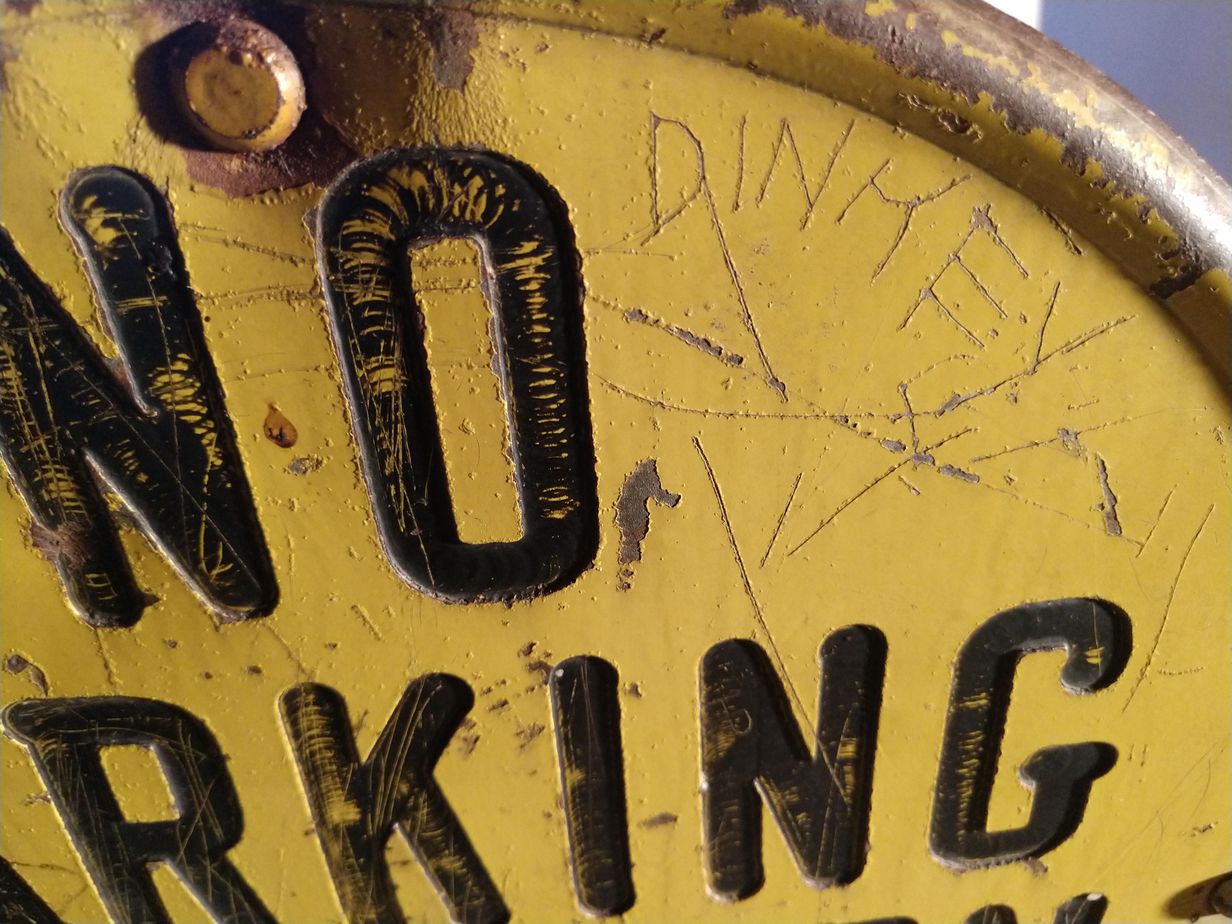 Cast Early 20th Century Lollipop No Parking Sign by Lyle Signs